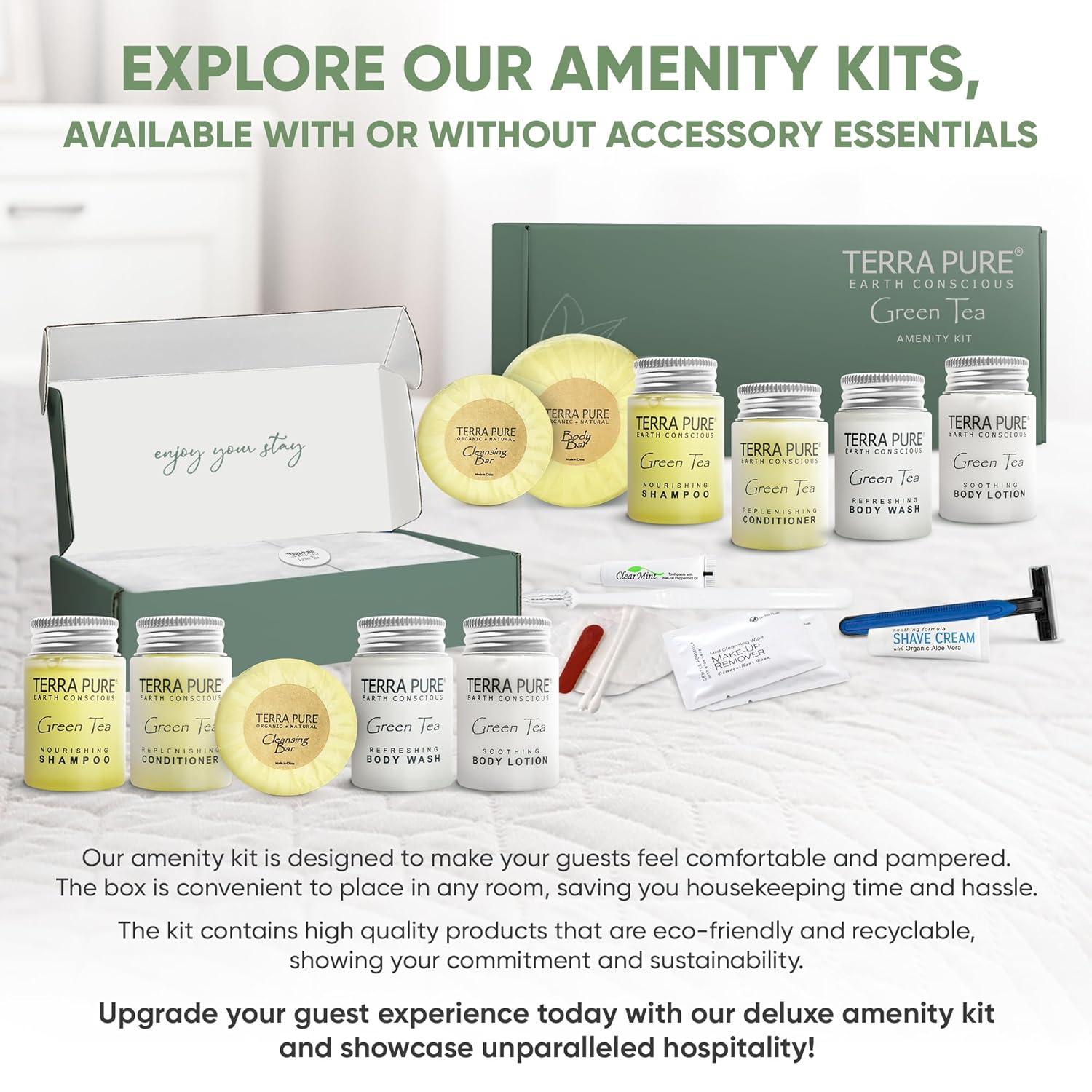 Terra Pure Green Tea Amenity Kit - Travel Size Shampoo Conditioner