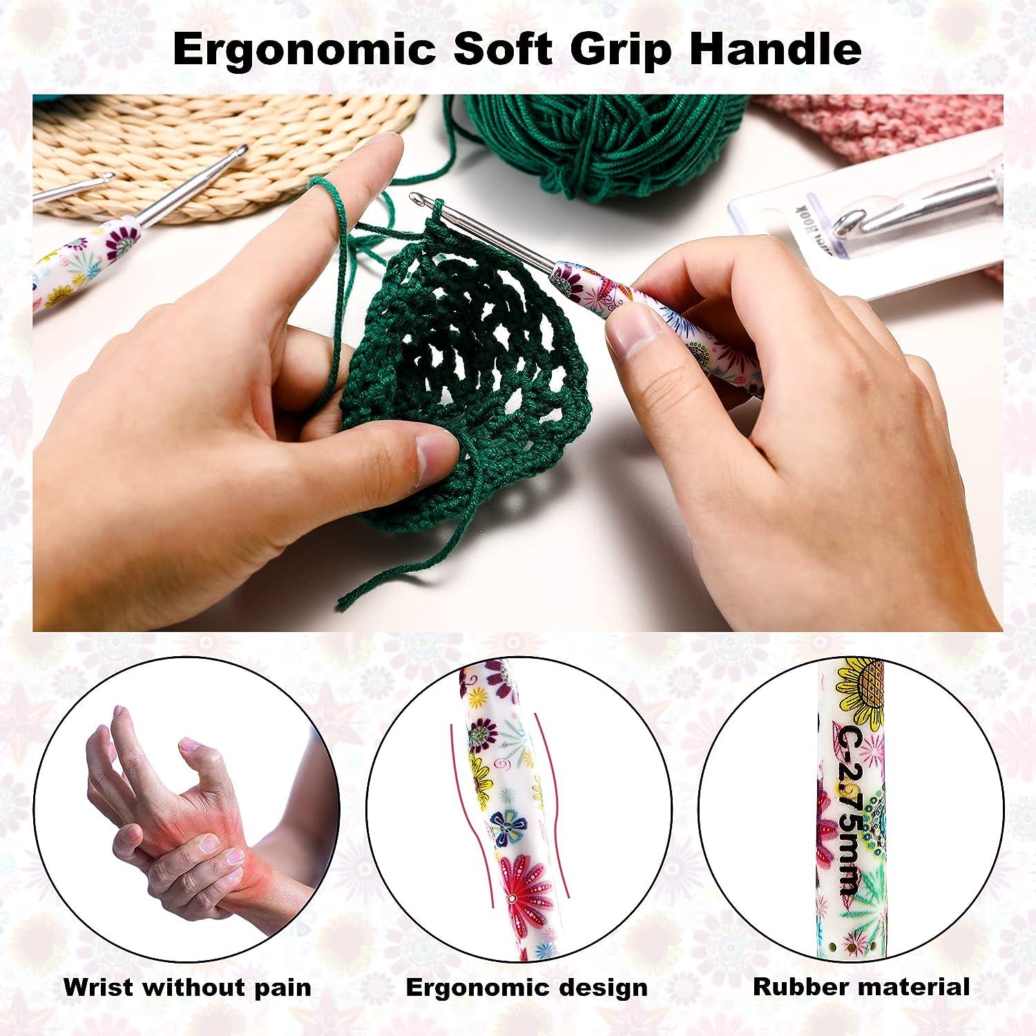 5 Mm Crochet Hook, Ergonomic Handle For Arthritic Hands, Extra Long  Knitting Needles For Beginners And Crocheting Yarn Purple1pcs