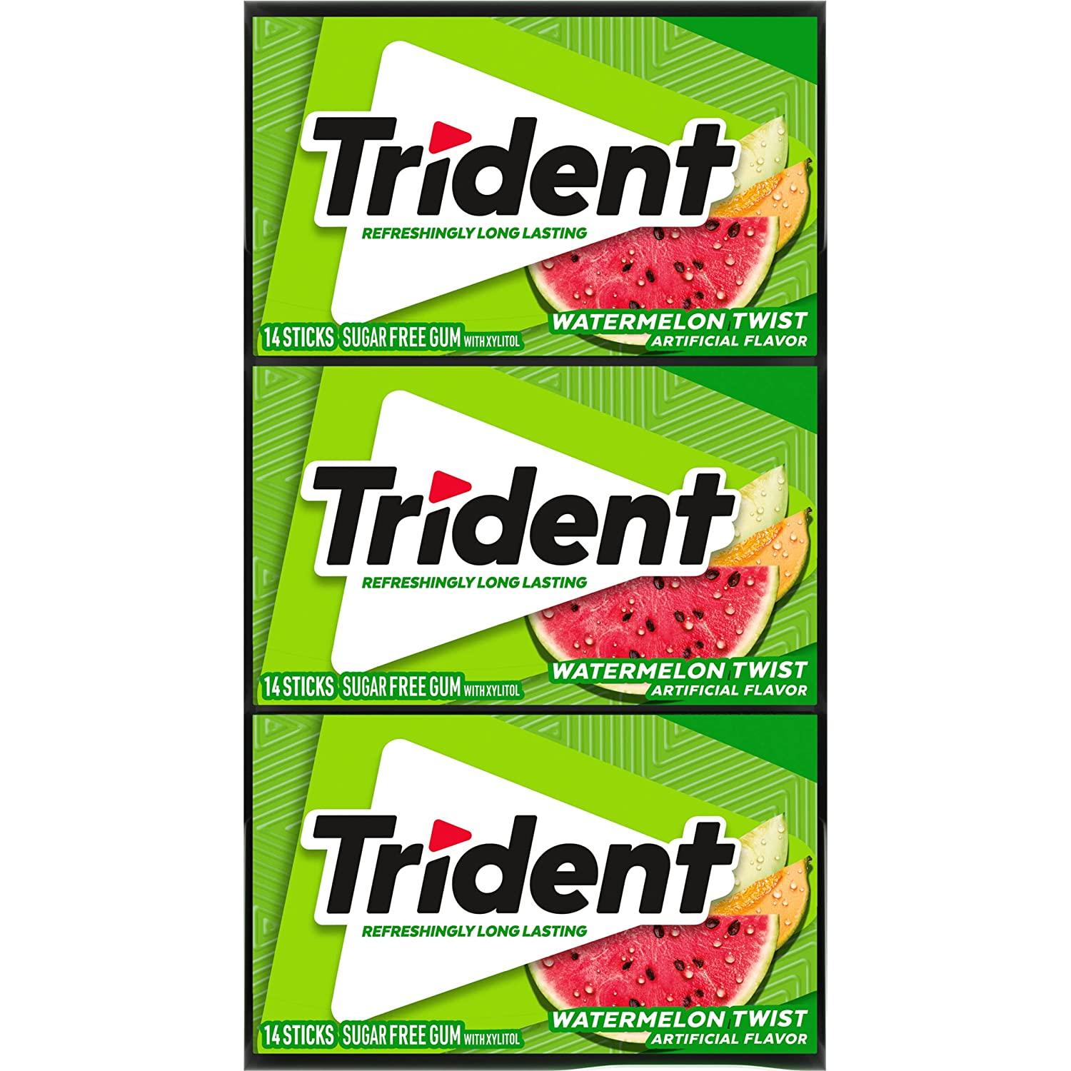 Trident Watermelon Twist SugarFree Gum 12 Packs, 14 Count per Pack