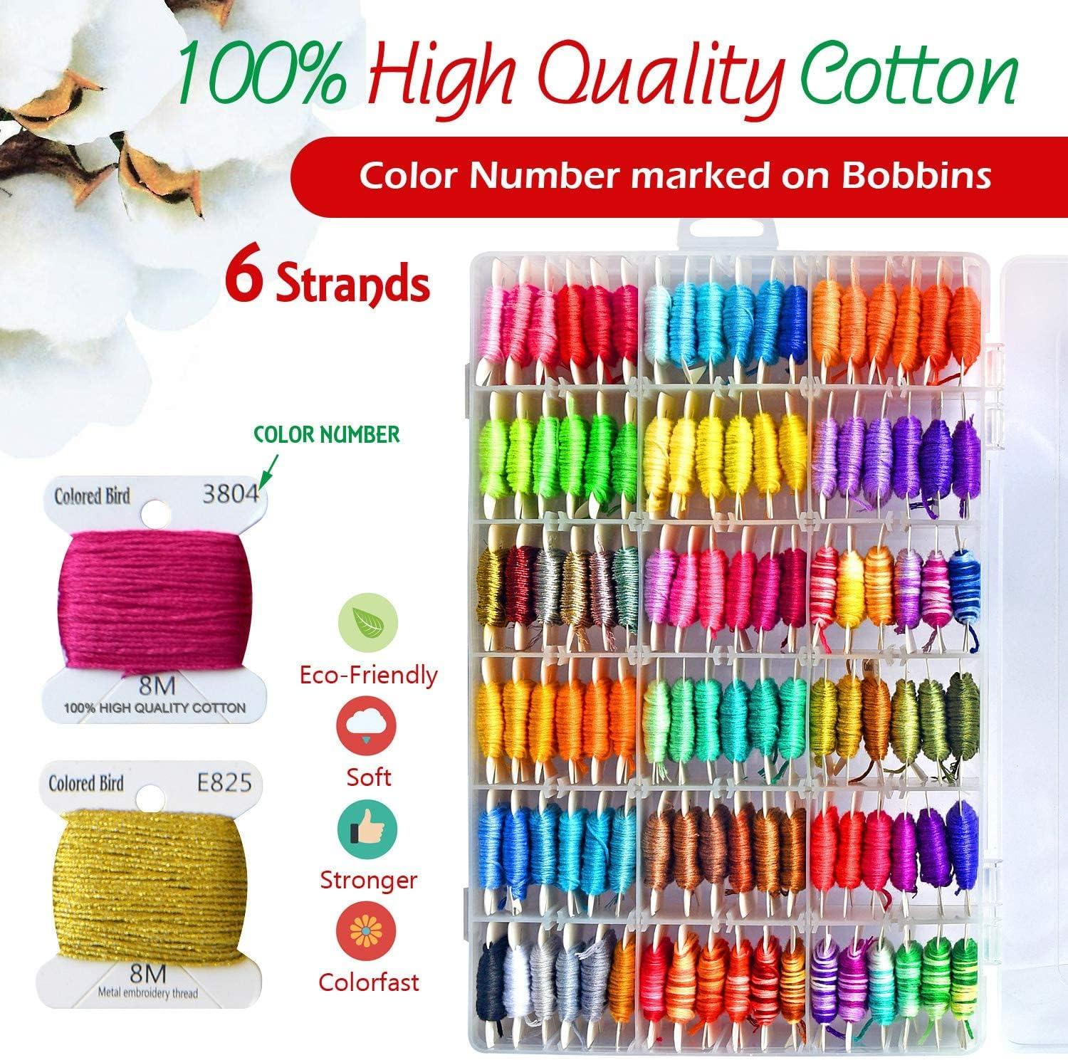 Embroidery Floss Cross Stitch Threads String Kits with Organizer Storage  Box Included 108pcs Colorful Friendship Bracelets Floss with Number  Stickers&Floss Bobbins &110 Pcs Cross Stitch Tool Kits kit1