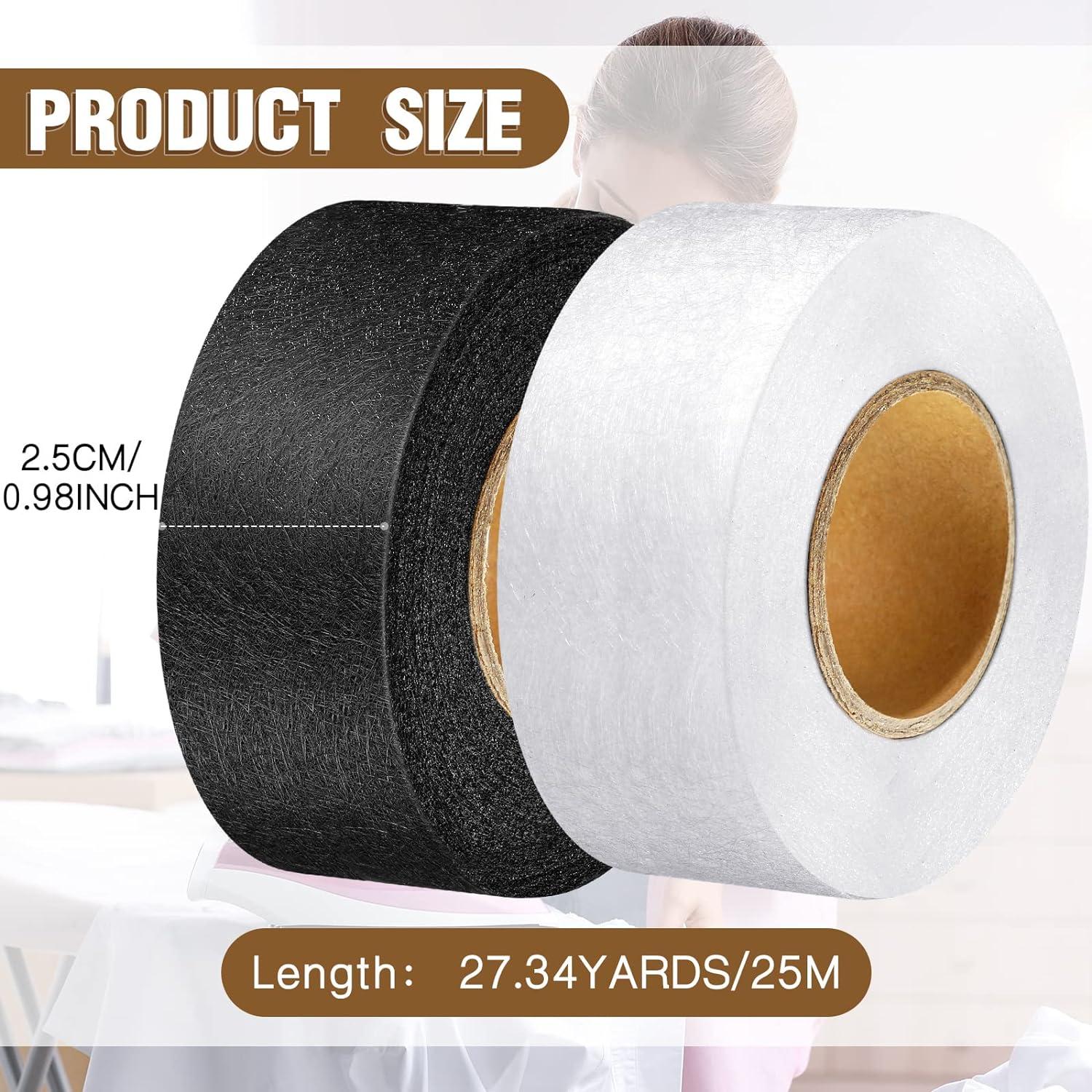 Outus Iron on Hem Tape Fabric Fusing Hemming Tape Wonder Web Adhesive Hem  Tape for Pants Each 27 Yards, 2 Pack (Black, 1 Inch)