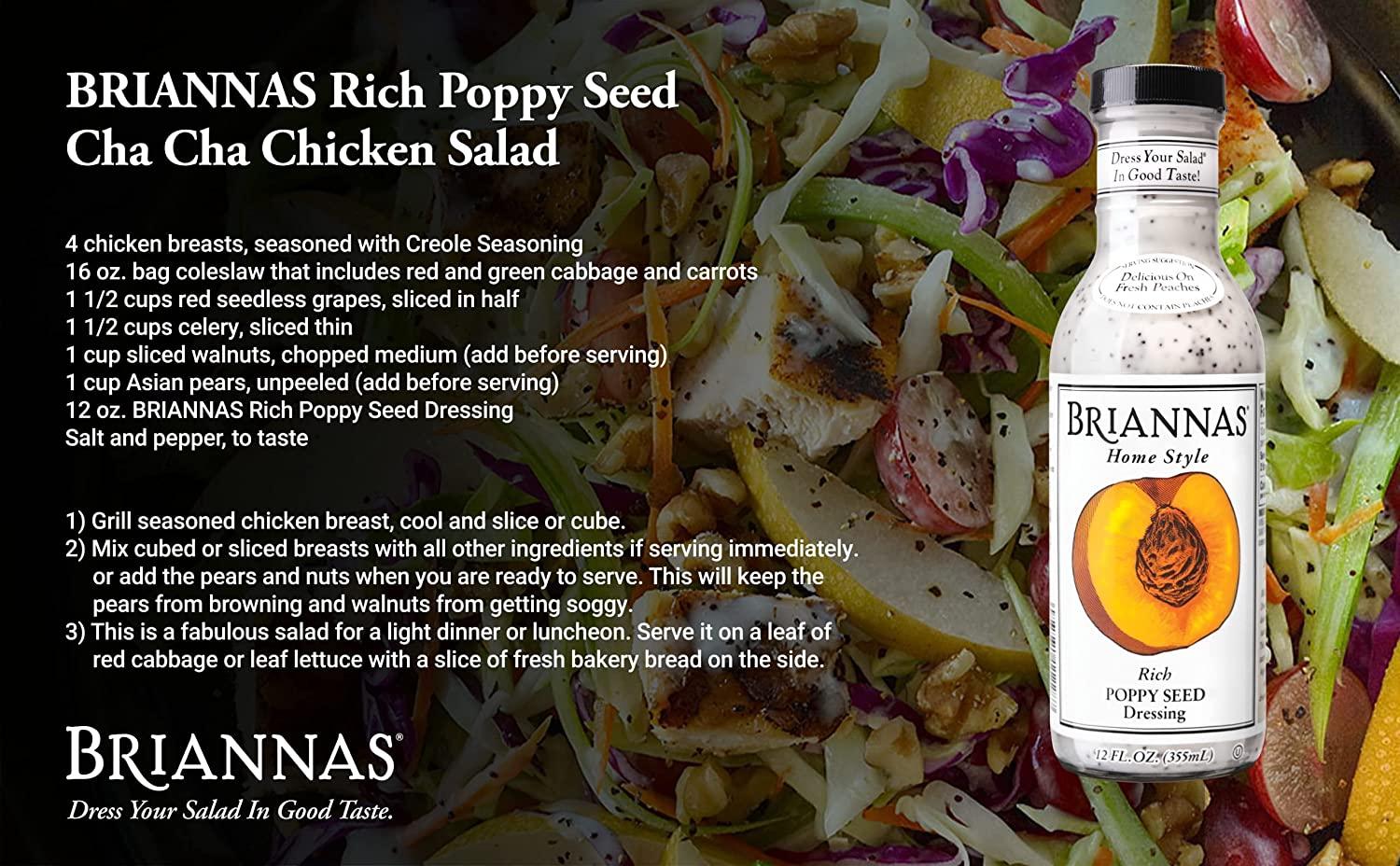 BRIANNAS Home Style Rich Poppy Seed Salad Dressing Gluten Free, Vegan