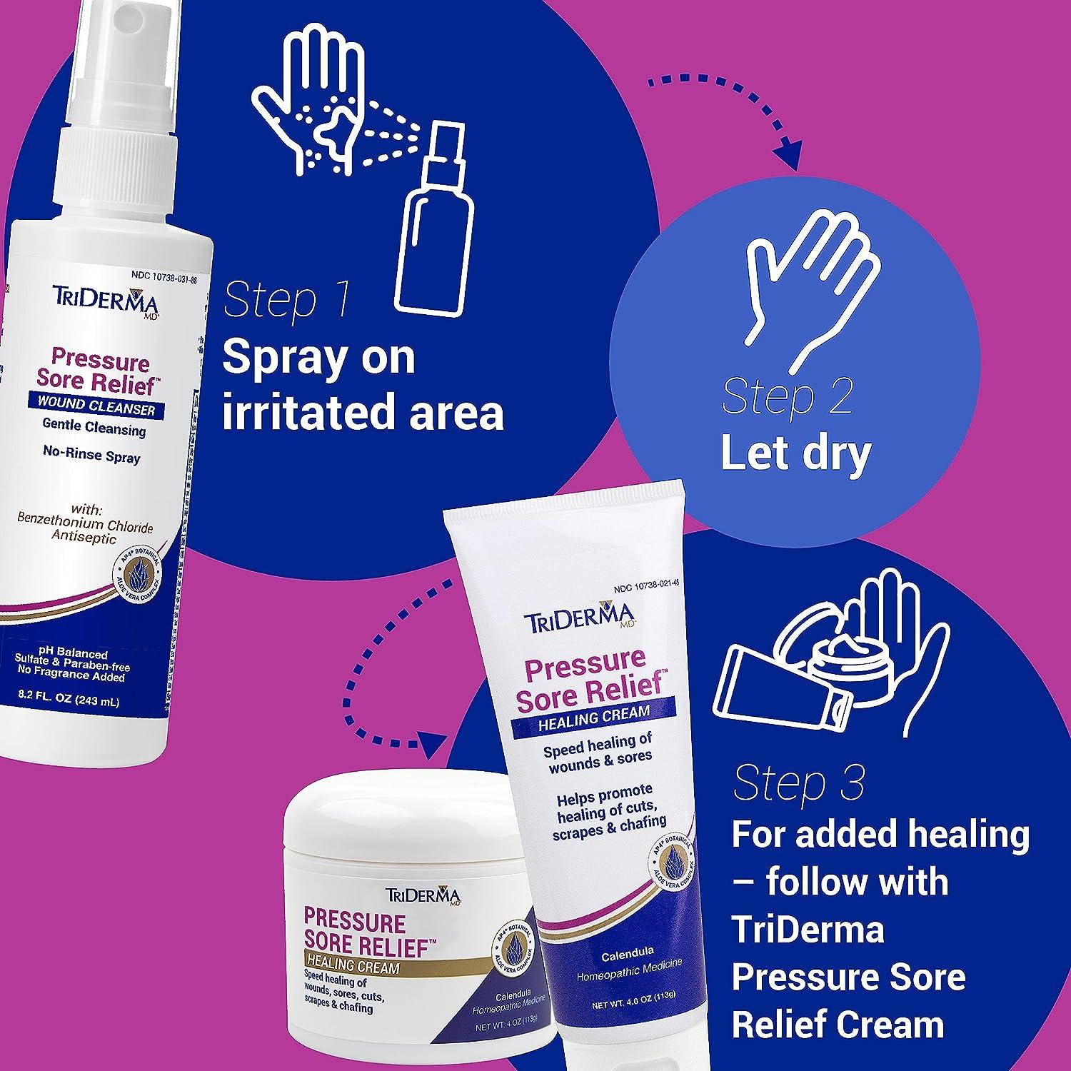 TriDerma Pressure Sore Relief Healing Cream 4 Ounces