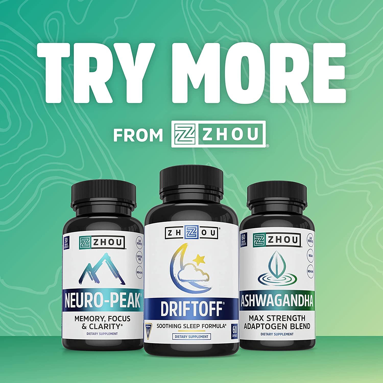 Zhou Calm Now Supplement B Vitamins, Ashwagandha, Magnesium, Zinc