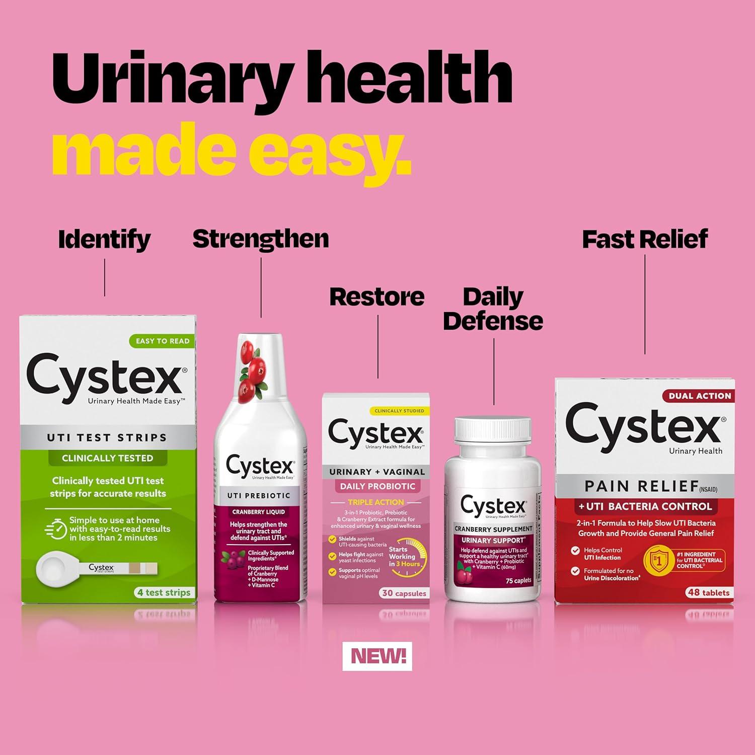 best lubricant for uti prevention Cystex Urinary Tract Infection Support Cranberry D-Mannose Vitamin C  Supplement 7.6 oz 2 Pack main image 0