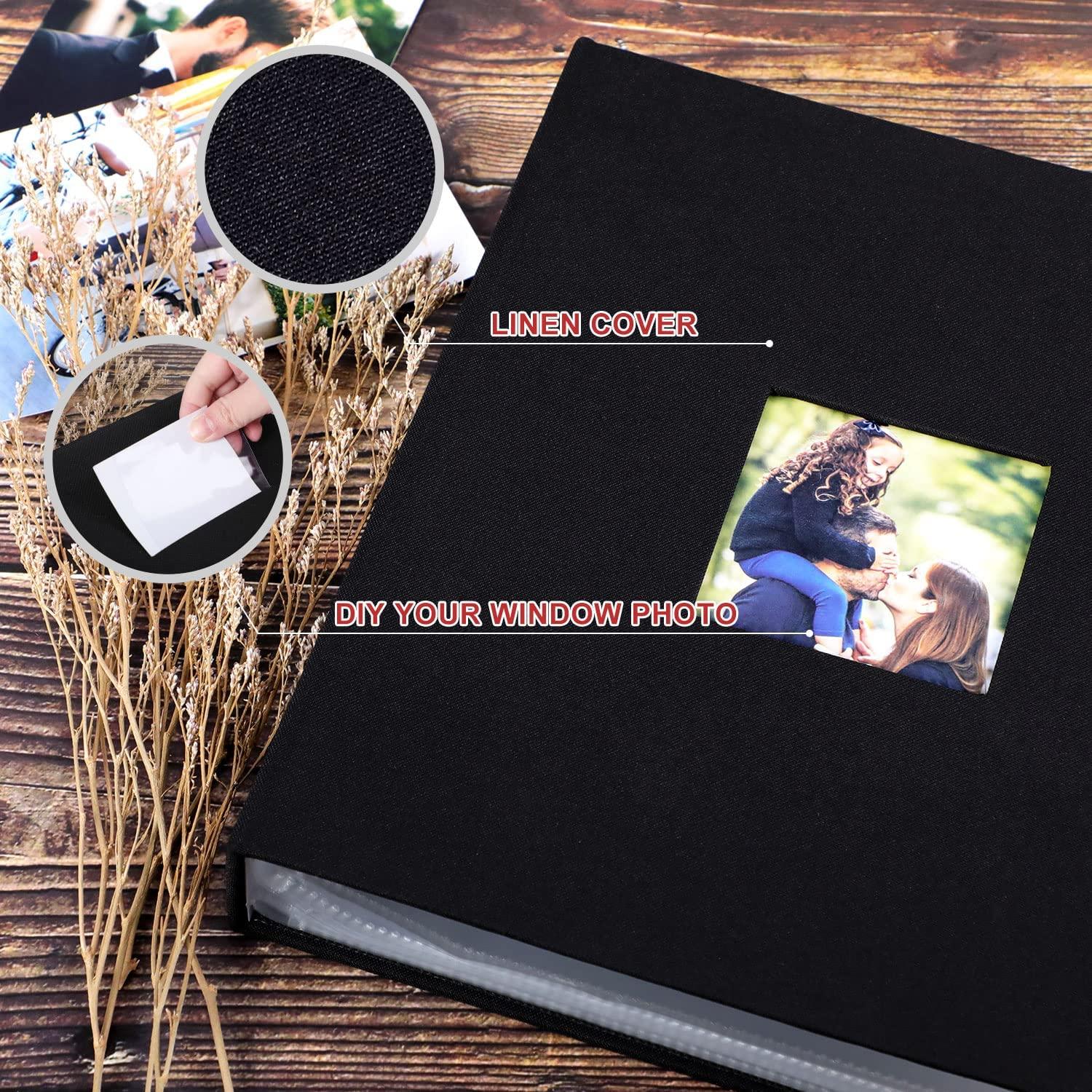 Lanpn Photo Album 11x14, Linen Hard Cover Acid Free Slip Slide in Photo  Albums Sleeves Holds 100 Top Load Vertical Only 11x14 Pictures (Black)