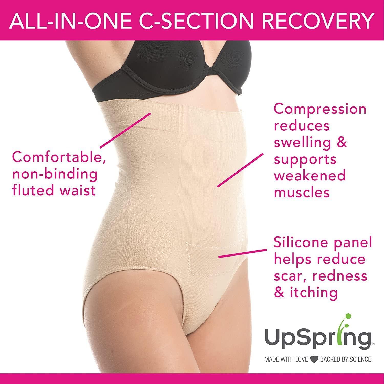 UpSpring C-Panty C-Section Recovery Underwear with Silicone Panel for  Incision Care, Black, X-Large-XX-Large : : Clothing & Accessories