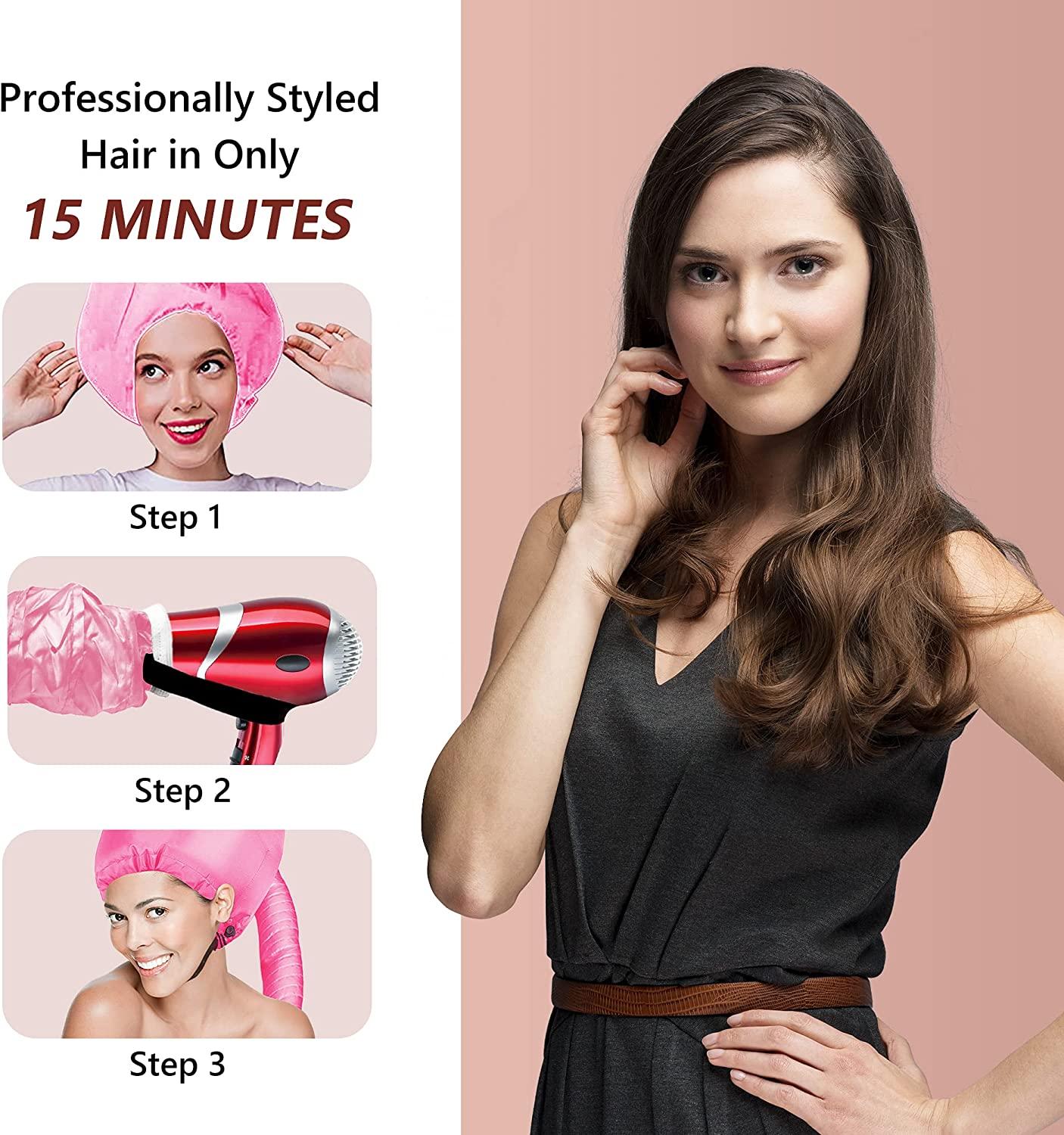 Safety Portable Hair Dryer Attachment for Hair Styling Deep Pink