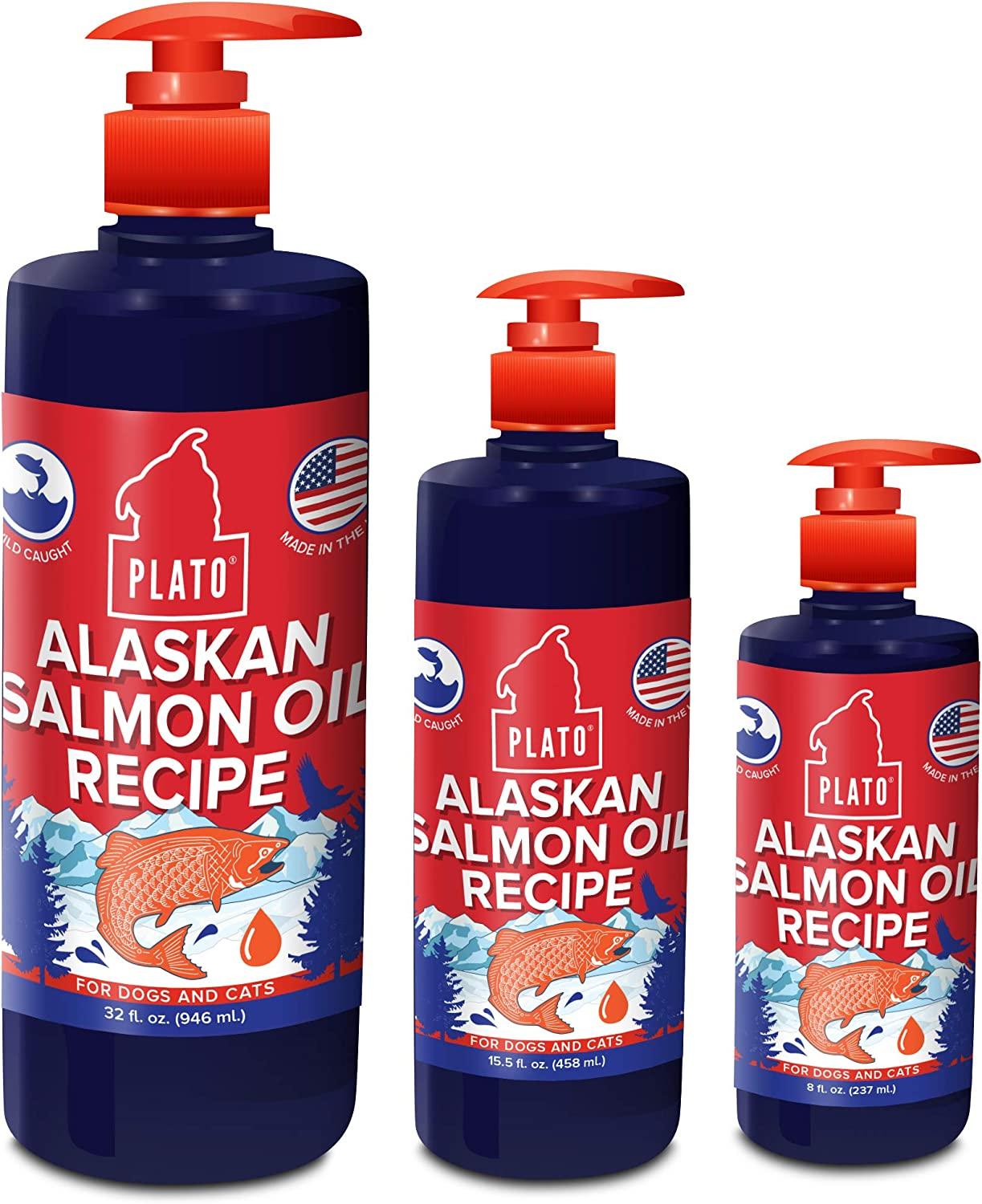 PLATO Wild Alaskan Salmon Oil Kibble Topper Boost Dog Food with Omega