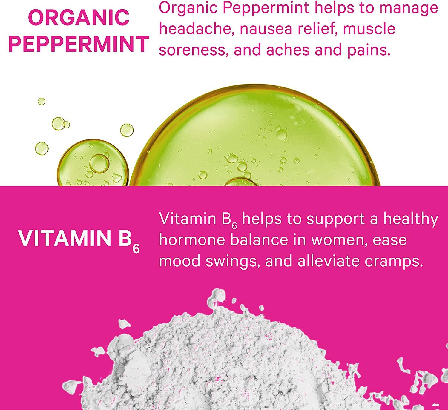 Organic Pink Stork PMS Sweets Lite Peppermint Vitamin B6 Candy for Period Relief Bloating