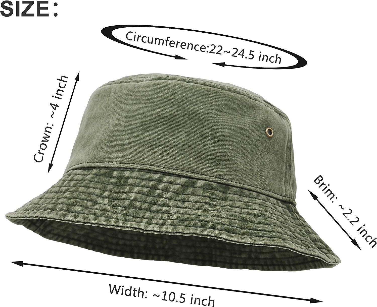 Bucket Hat, Wide Brim Washed Denim Cotton Outdoor Sun Hat Flat Top