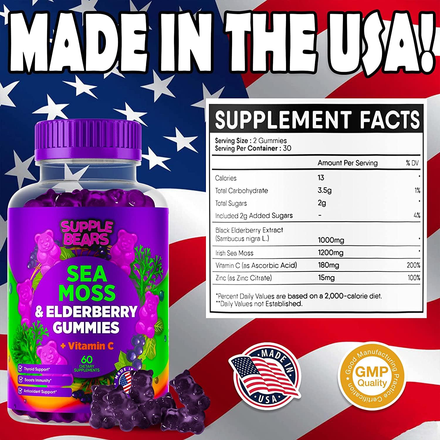 Supplebears Sea Moss & Elderberry Gummies Immune & Thyroid Support