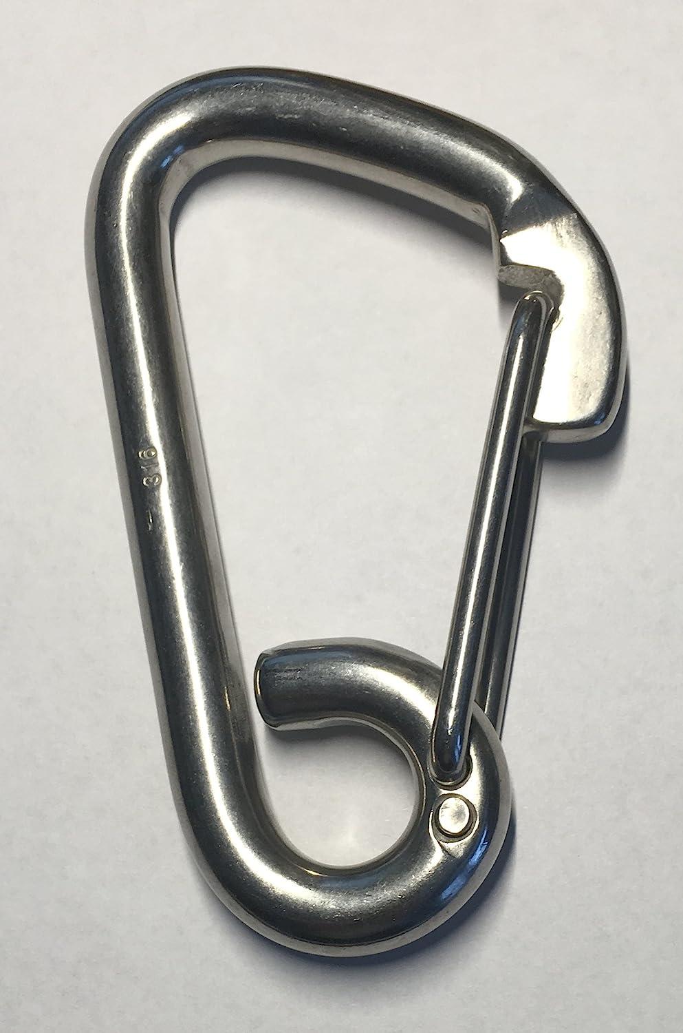 US STAINLESS 2-Pack 316 Marine Grade Spring Hook Carabiner - 3/8" (10mm), Corrosion Resistant Safety Clip