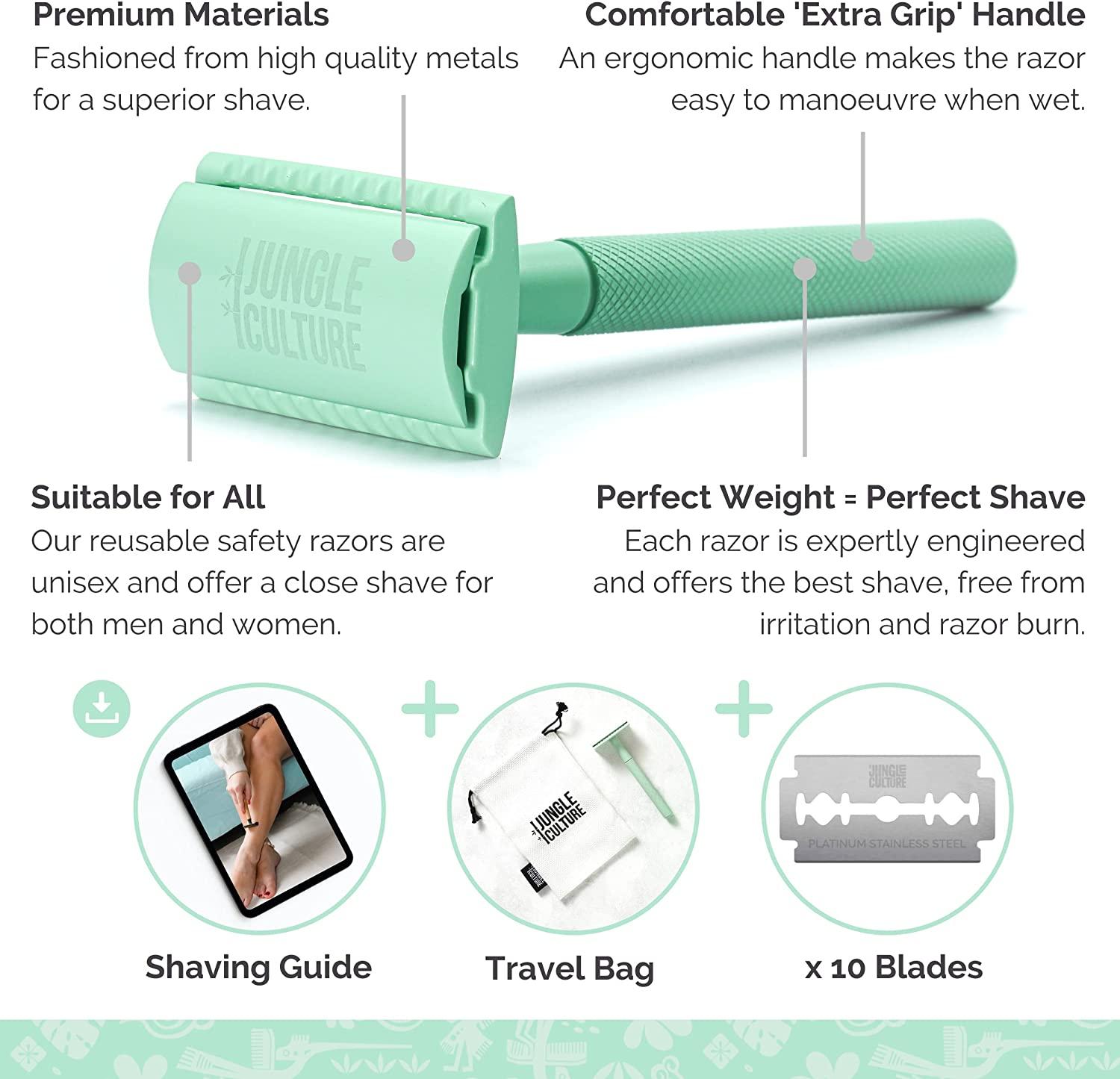 Jungle Culture Double Edge Safety Razor for Women & Men in Green