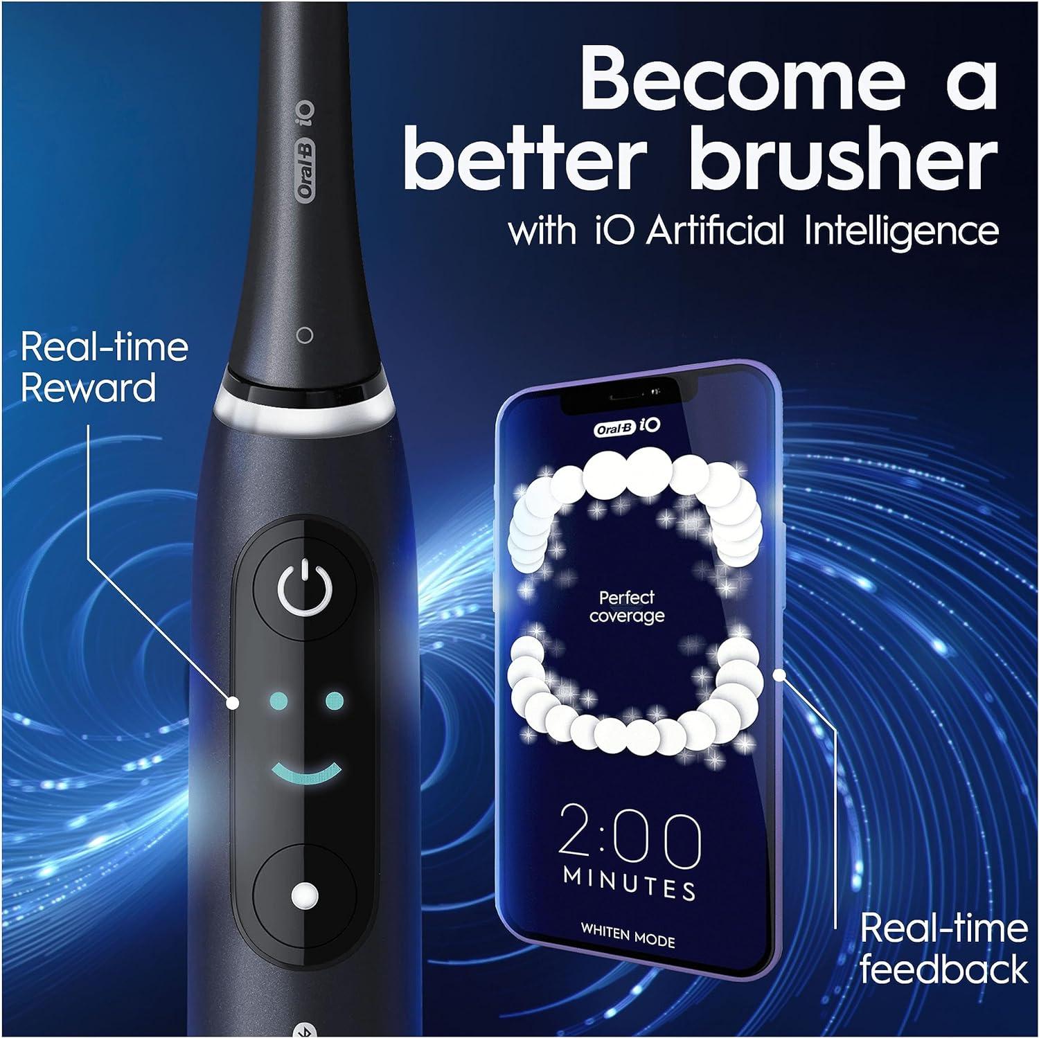 Oral-B IO7 Electric Toothbrushes For Adults, App Connected Handle, 1 Toothbrush Head & Travel