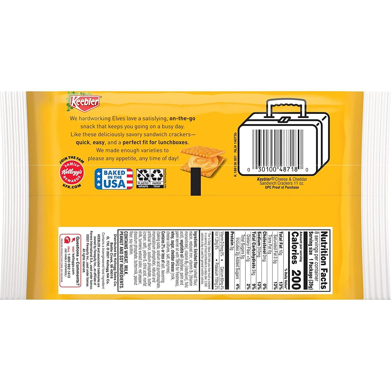 Keebler Sandwich Crackers, Single Serve Snack Crackers, Office and Kids Snacks, Cheese and