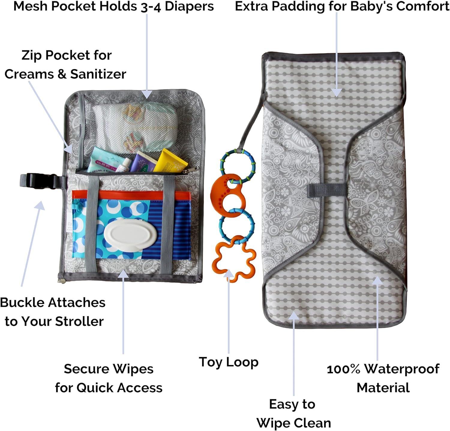 Portable Nappy Changing Mat Waterproof Change Mat with Clutch