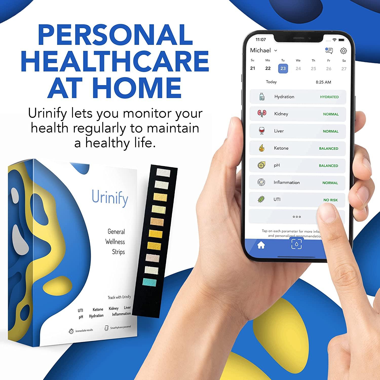 Urine Strips and Mobile App for atHome Testing of Hydration pH Protein
