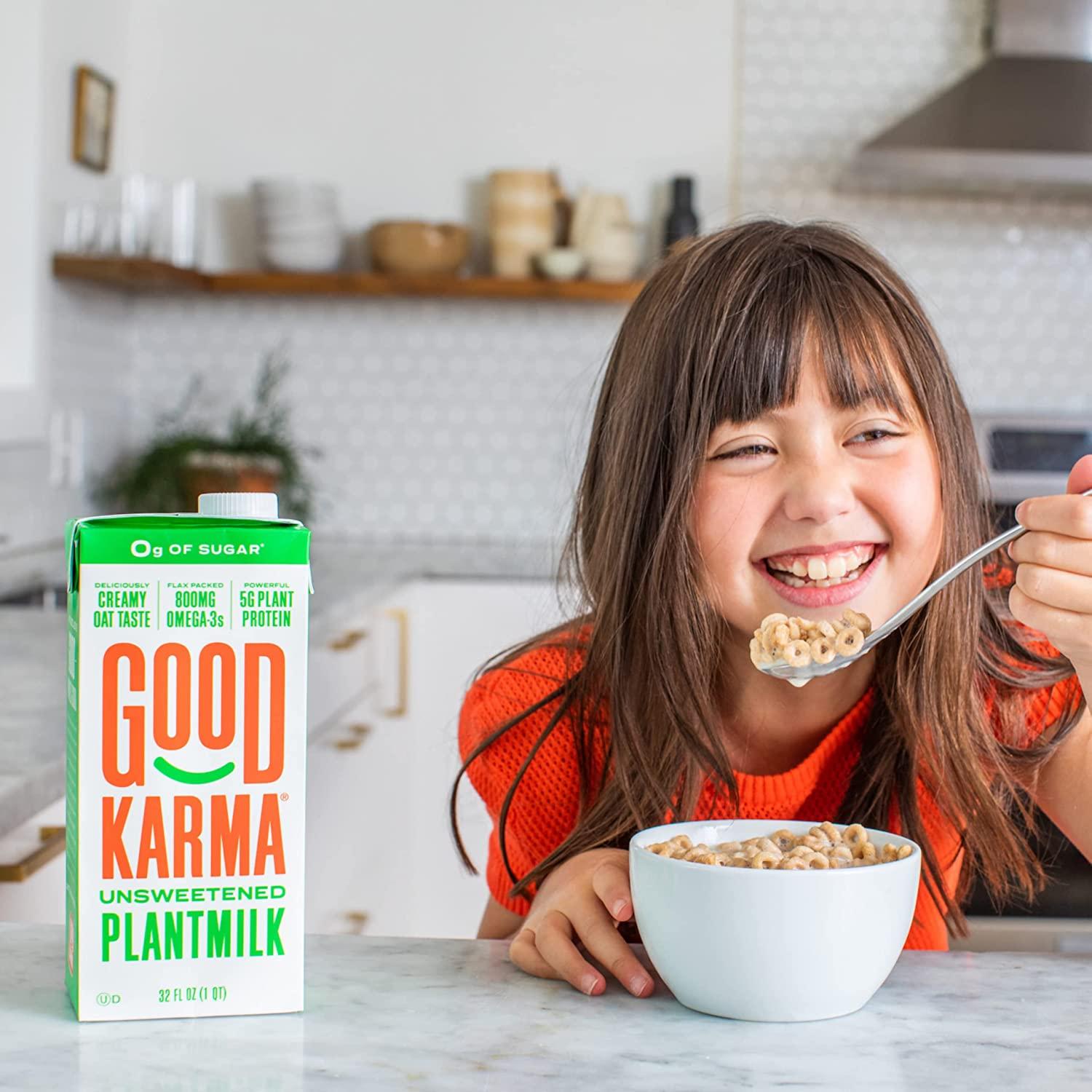 Good Karma Unsweetened Oat Milk Plus Protein and Omega3, 32 Ounce