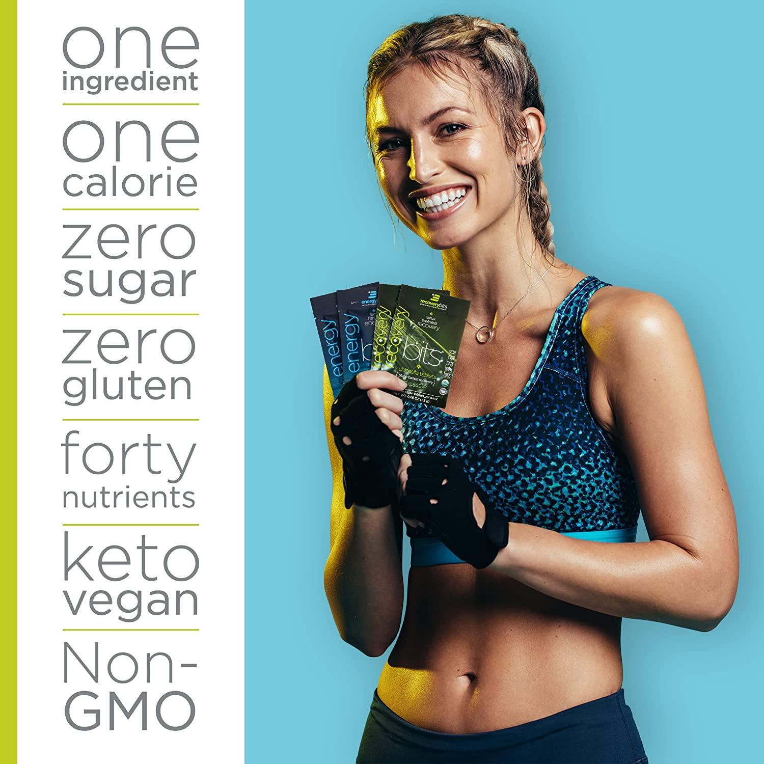 ENERGYbits Spirulina and RECOVERYbits Chlorella Tablets Pack of 4