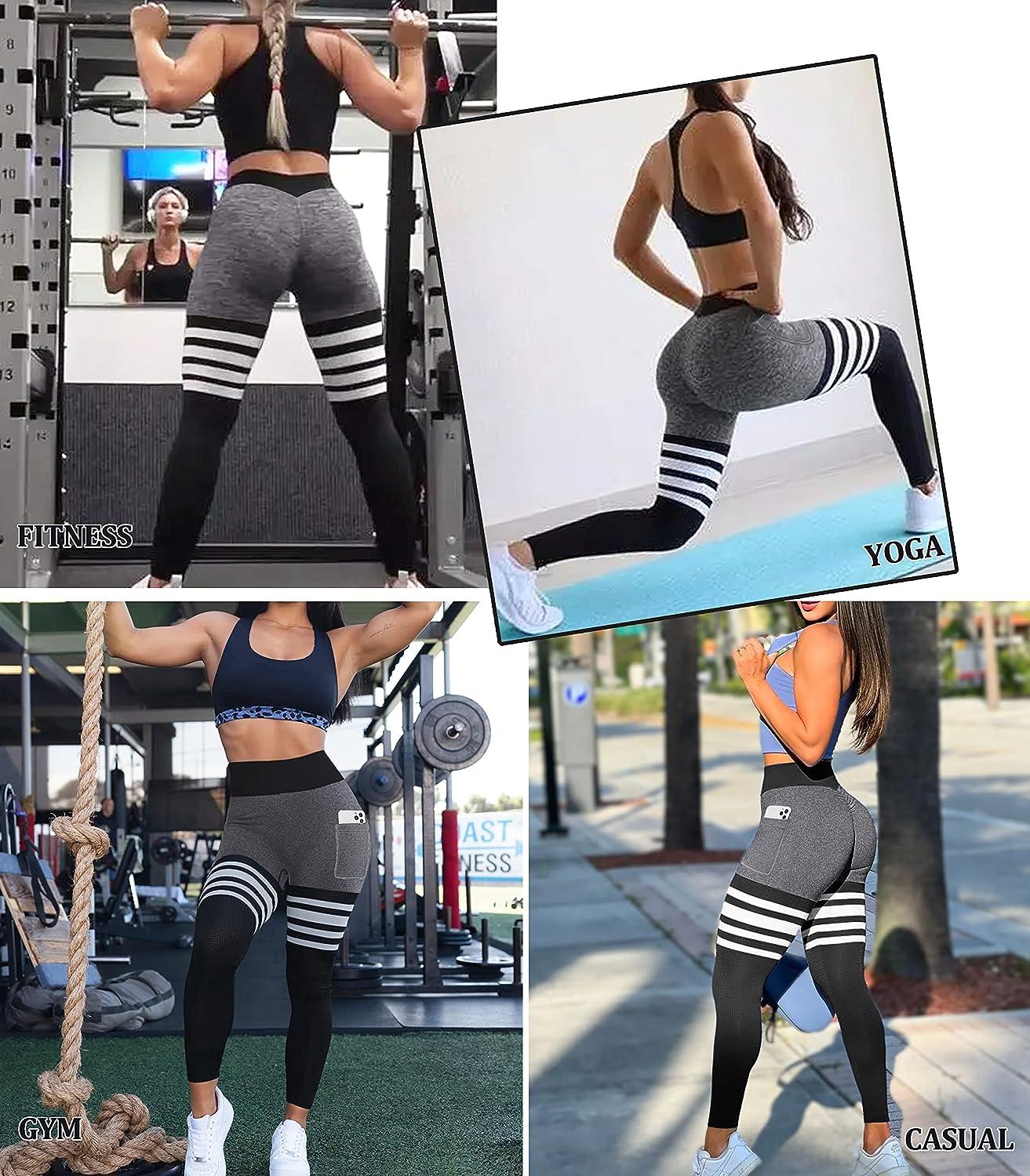 Workout Leggings for Women High Waisted Butt Lifting Yoga Gym Pants  Seamless Tummy Control