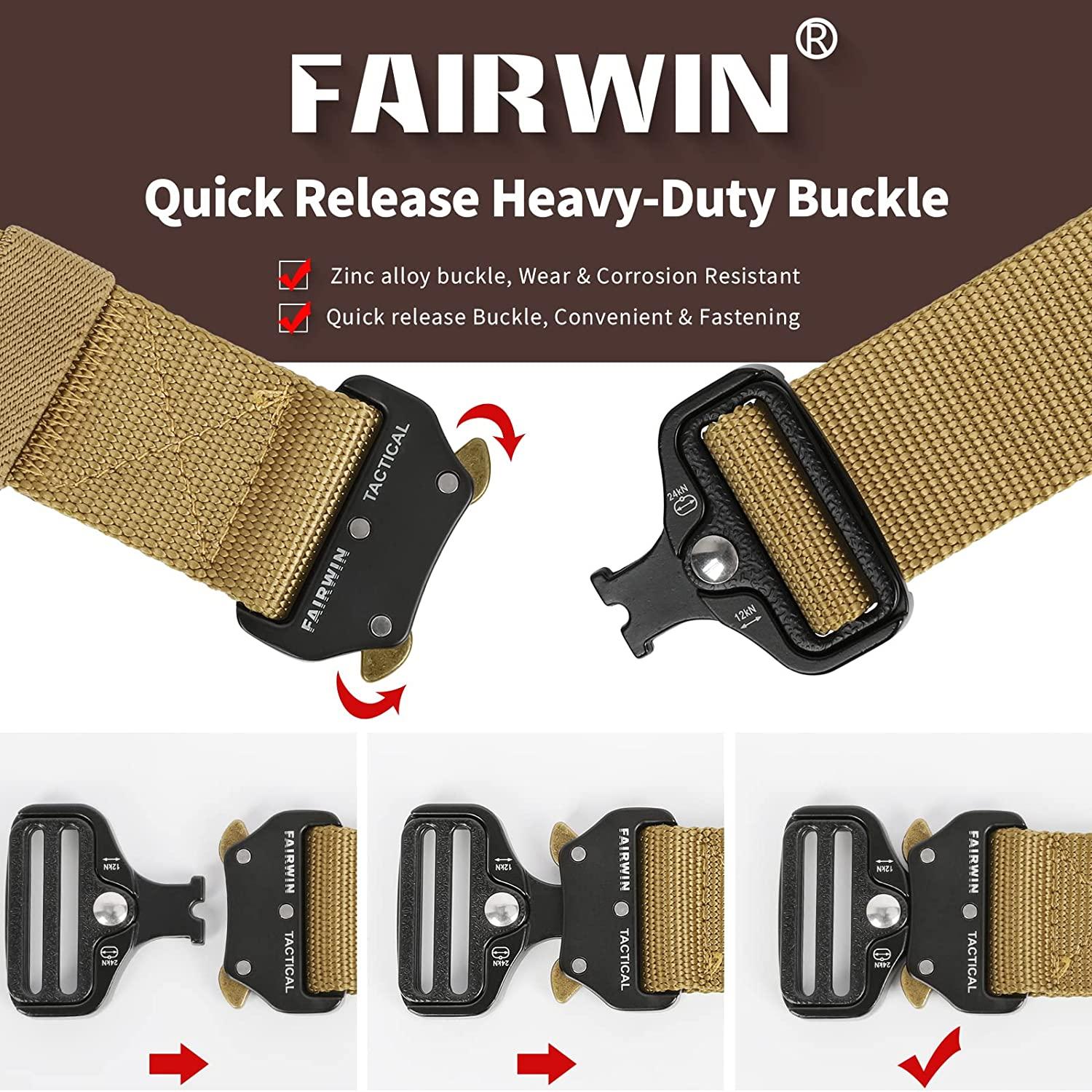 Fairwin Tactical Belt 2 Pack, Military Belt 1.5 Inch Nylon Web Belt Mens  Work Belt with Heavy-Duty Belt Quick-Release Buckle Black+brown M(Waist  36''-42'')