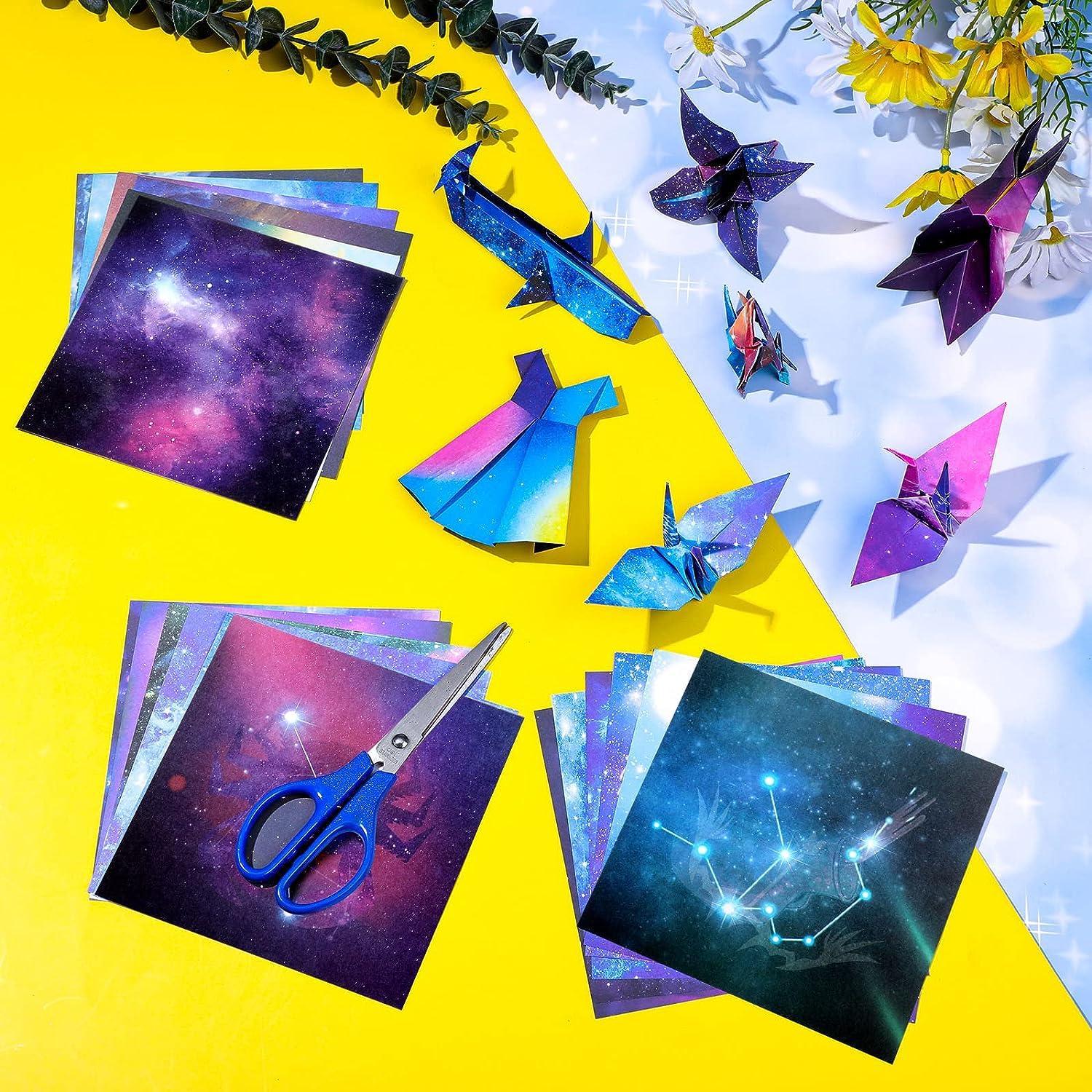 Rally Toys Premium Origami Paper Double Sided 6x6 inch 200 Sheets 20 Vibrant Designs of Beautiful Galaxy Outer Space and Fireworks Themes Easy Folding