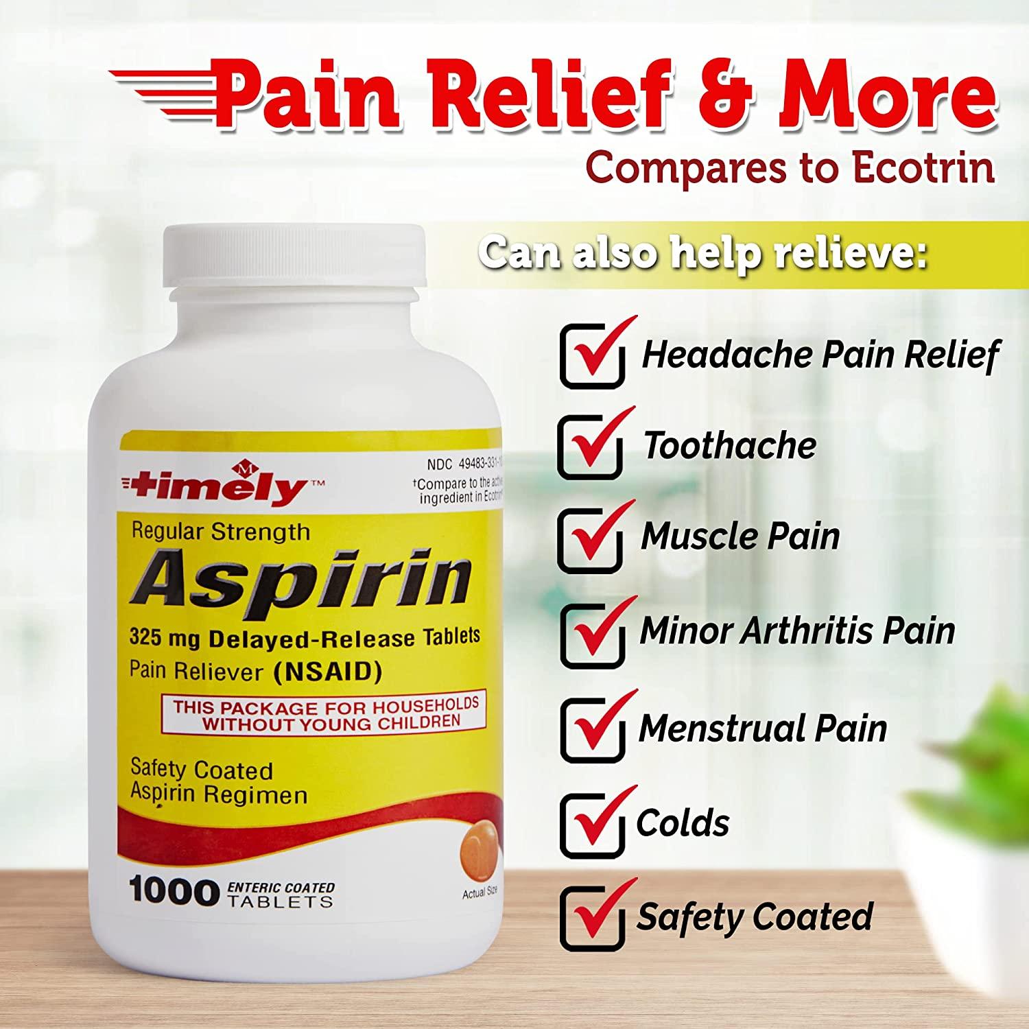 Timely by Time Cap Labs Aspirin 325mg Enteric Coated Tablets 1000