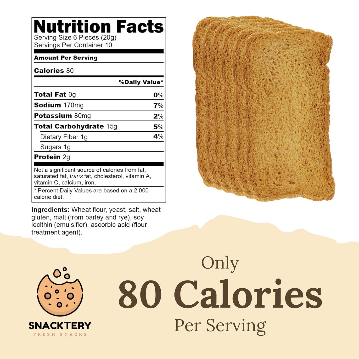 Snacktery Original Melba Toast Crackers All Natural Thin and Crispy