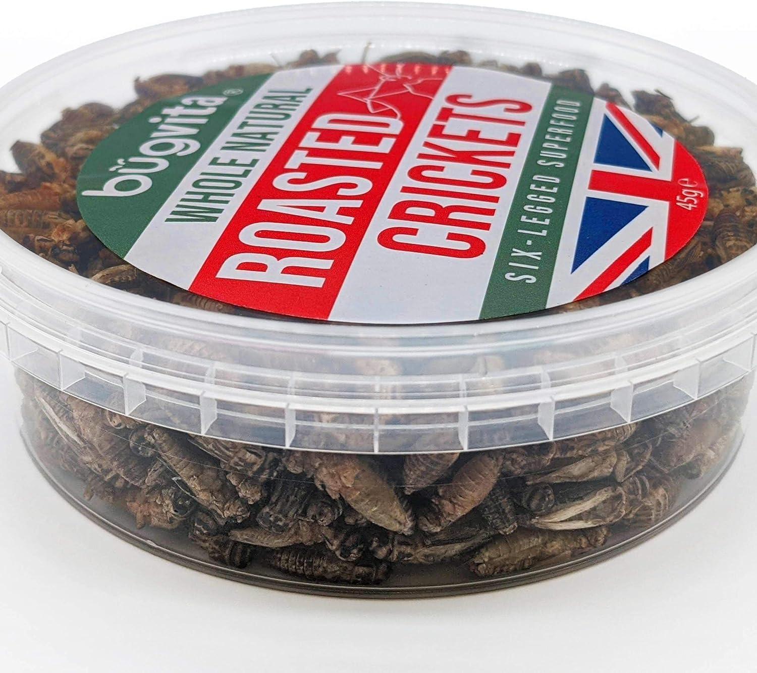 Crunchy Whole Roasted Crickets 48g Farmed in The UK SixLegged Superfood Edible insects