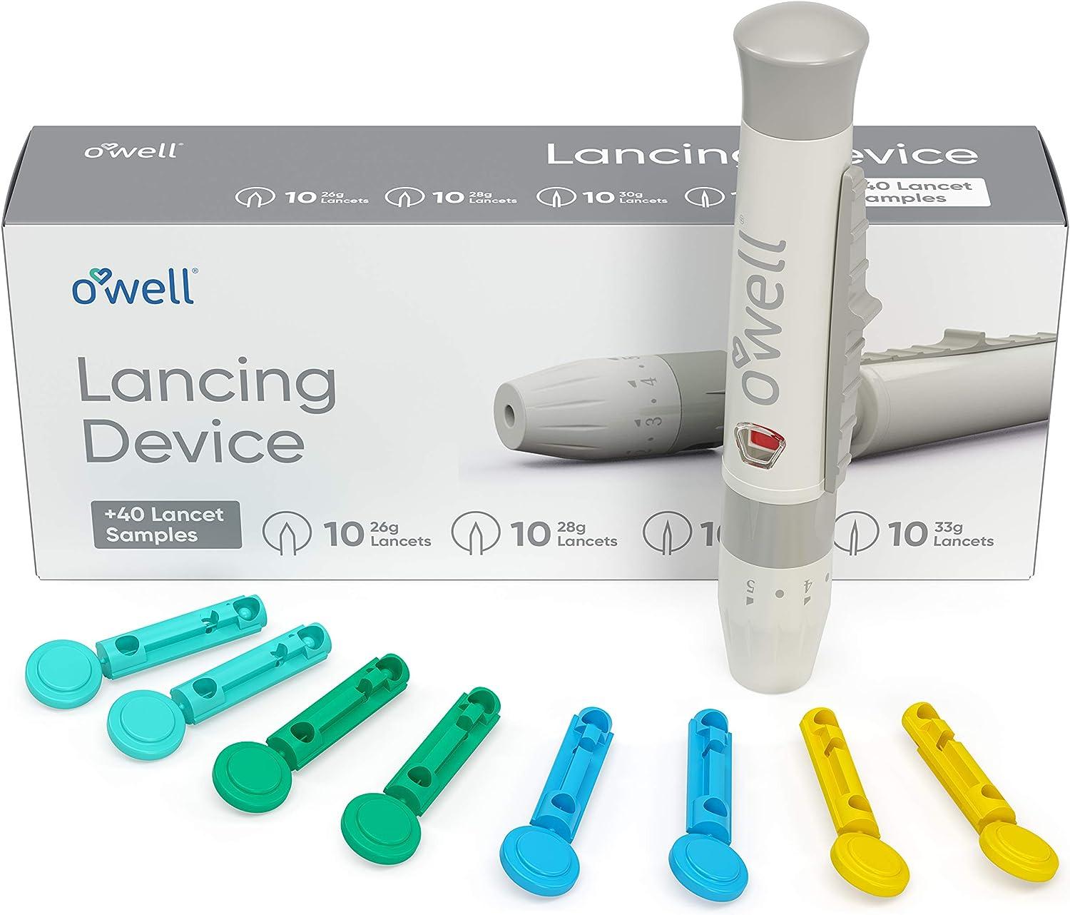 O Well Lancing Device Kit + 100 Sterile Twist Top Lancets 26G Ideal