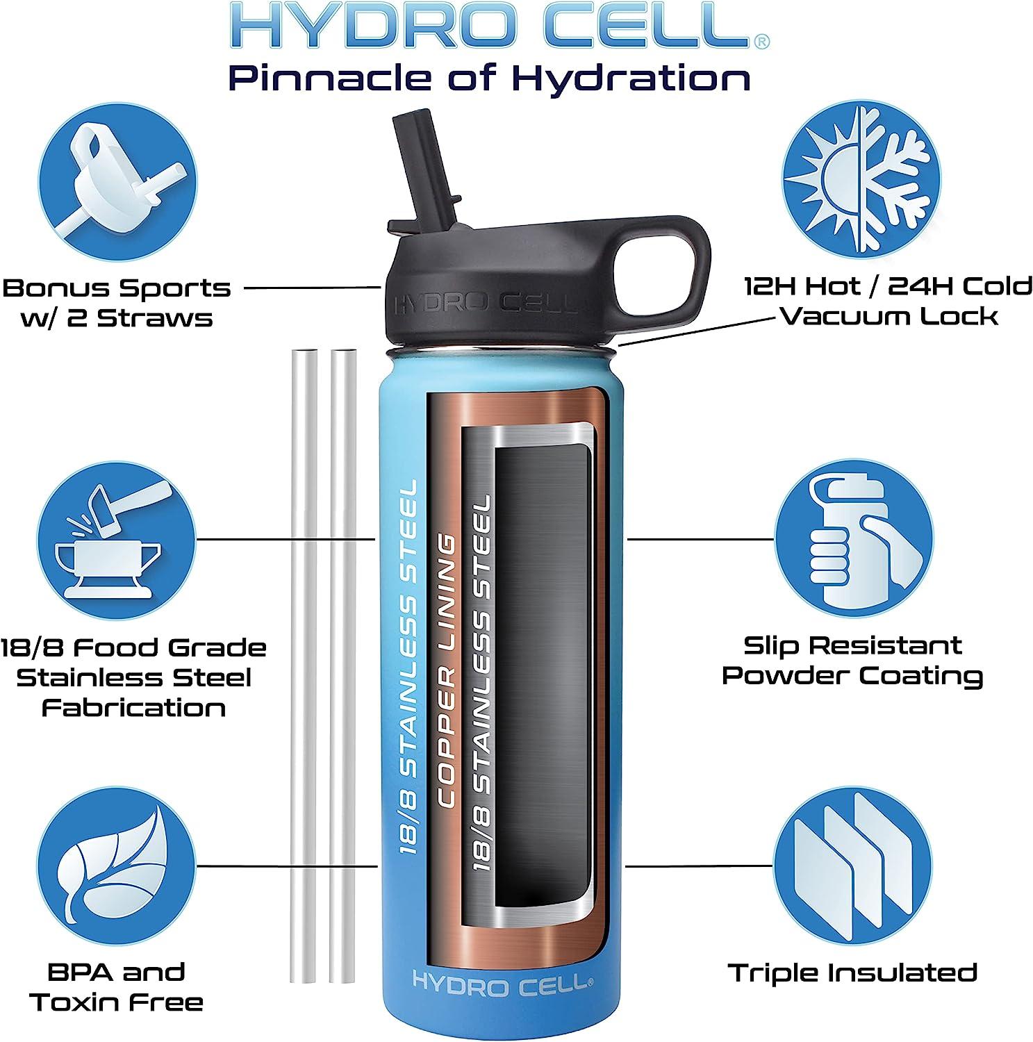 HYDRO CELL Stainless Steel Insulated Water Bottle with Straw - For