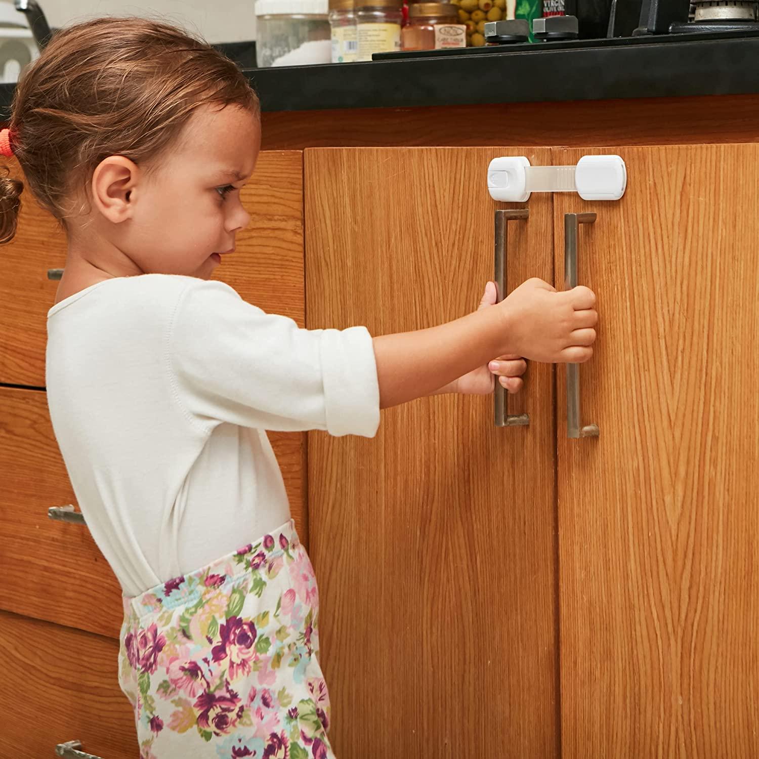Fridge Locks,Refrigerator Door Lock,Child Proof Safety Cabinet Lock with  Strong 3M Adhesives,Fridge Locks for Kids,Adjustable Strap Multi-Purpose  for
