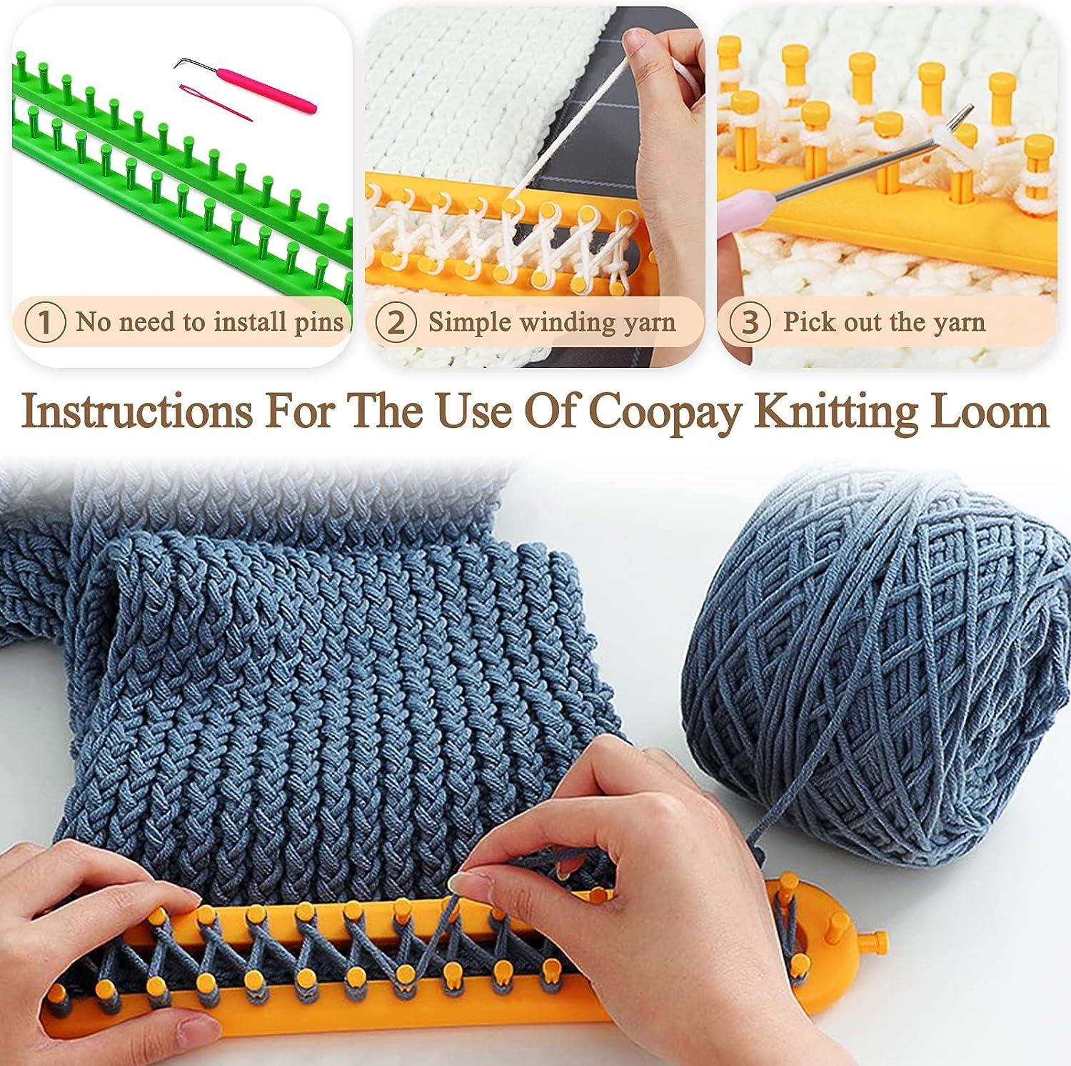  Coopay Knitting Loom Long Knitting Loom Kit, Rectangle Knitting  Looms for Blanket Scarf Shawl, 47 cm Green Loom Knitting Crochet Loom, Loom  Knitting Kit Blanket Loom with Hook & Needles for