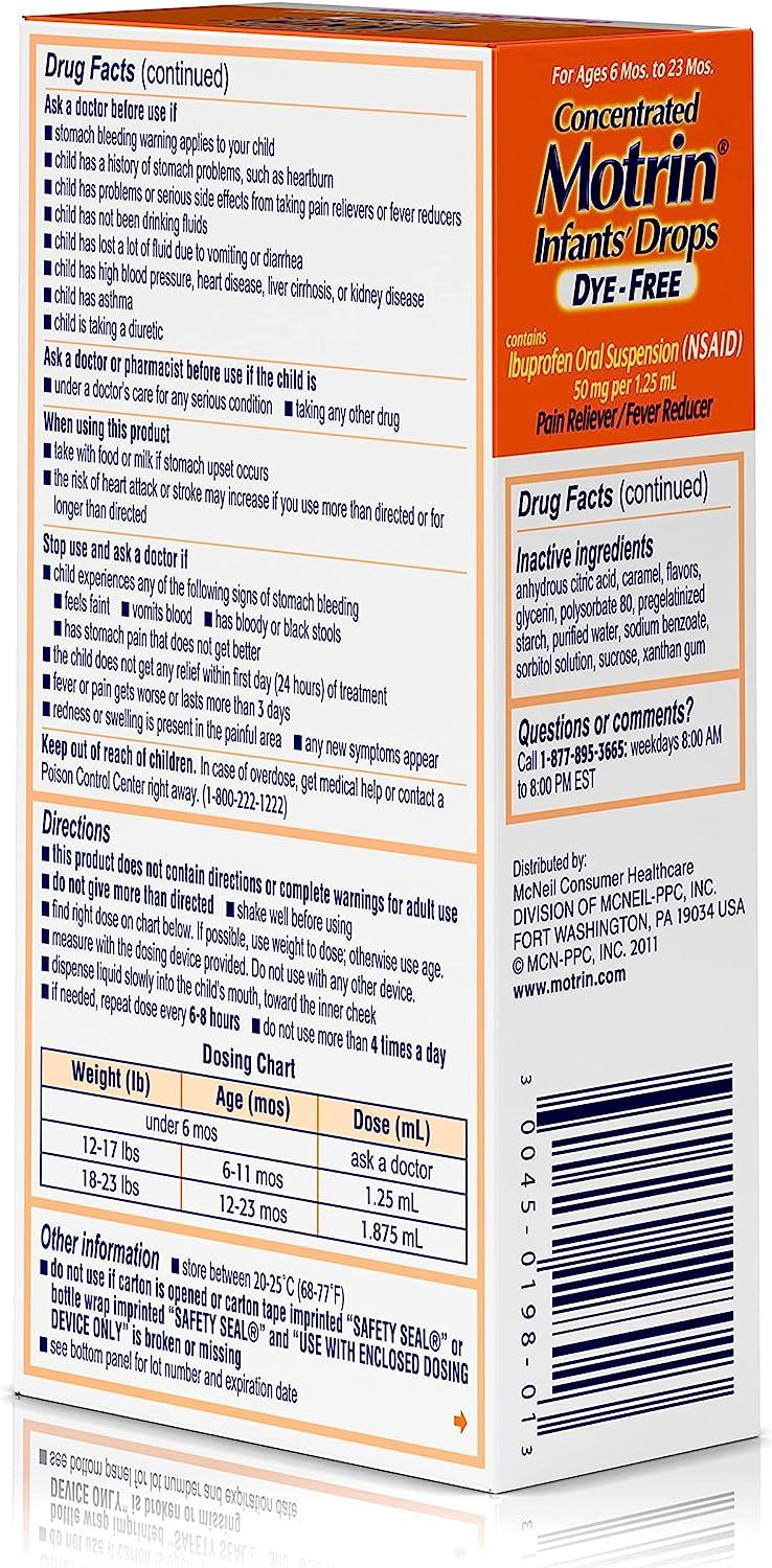 Motrin Infants Concentrated Liquid Medicine Drops with Ibuprofen, Berry, 1 fl. oz