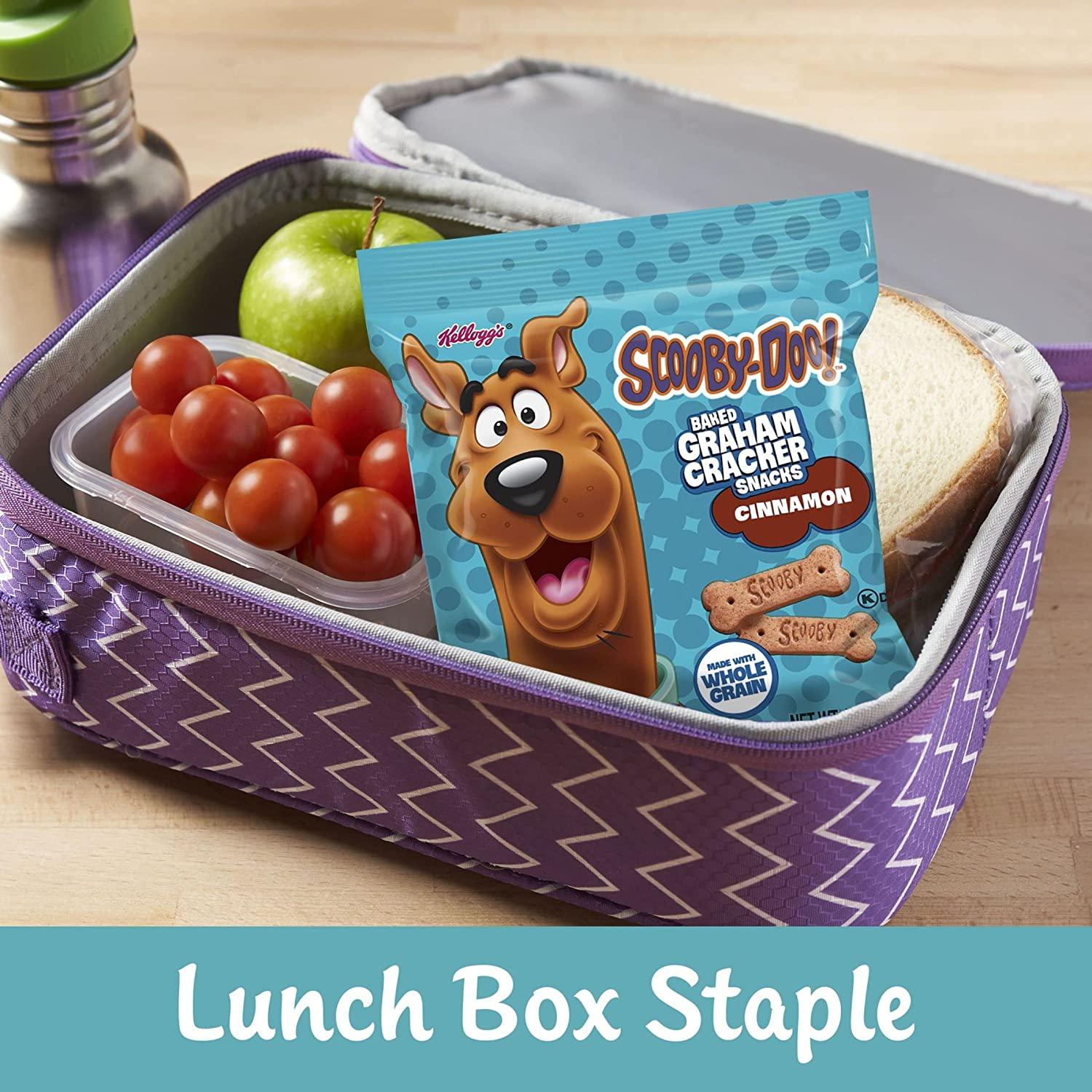 Kellogg's SCOOBY-DOO! Baked Graham Cracker Snacks, Made with Whole Grains,  Kids Lunch Snacks, Cinnamon, 12oz Box (12 Pouches)