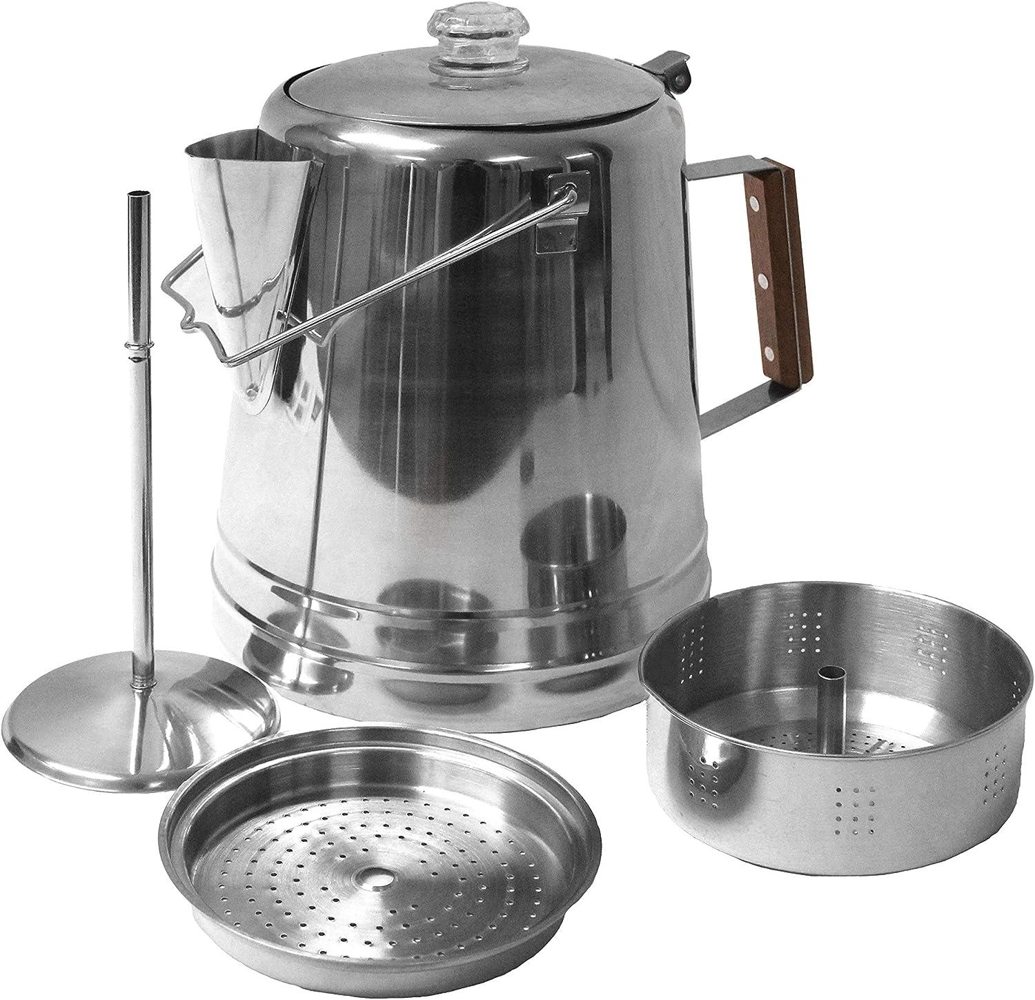 Stansport 28-Cup Stainless Steel Percolator Coffee Pot