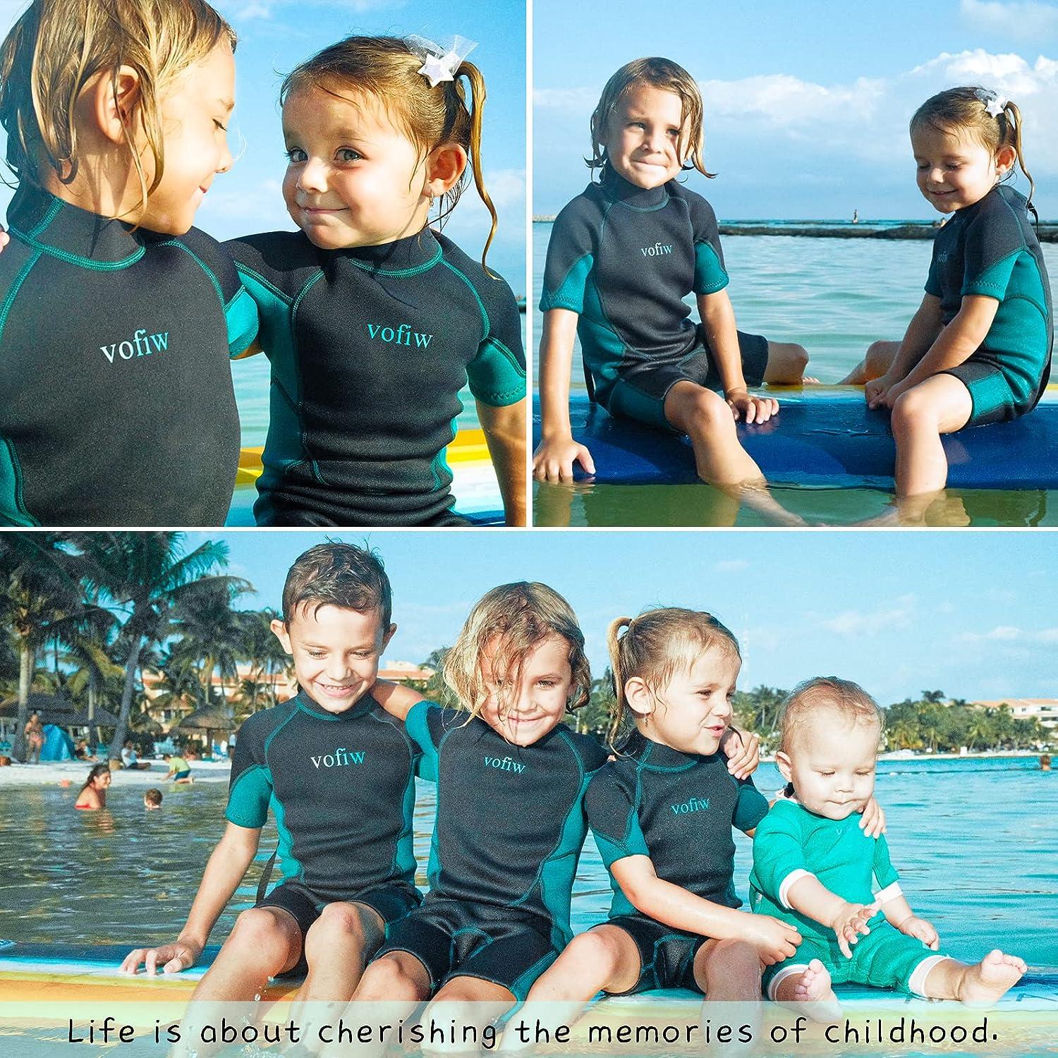 Kids Wetsuit 2.5mm Neoprene Nylon Thermal Swimsuit, Full Body Surf Suit for  Girls Boys and , Wet Suit Swimming - Green S 