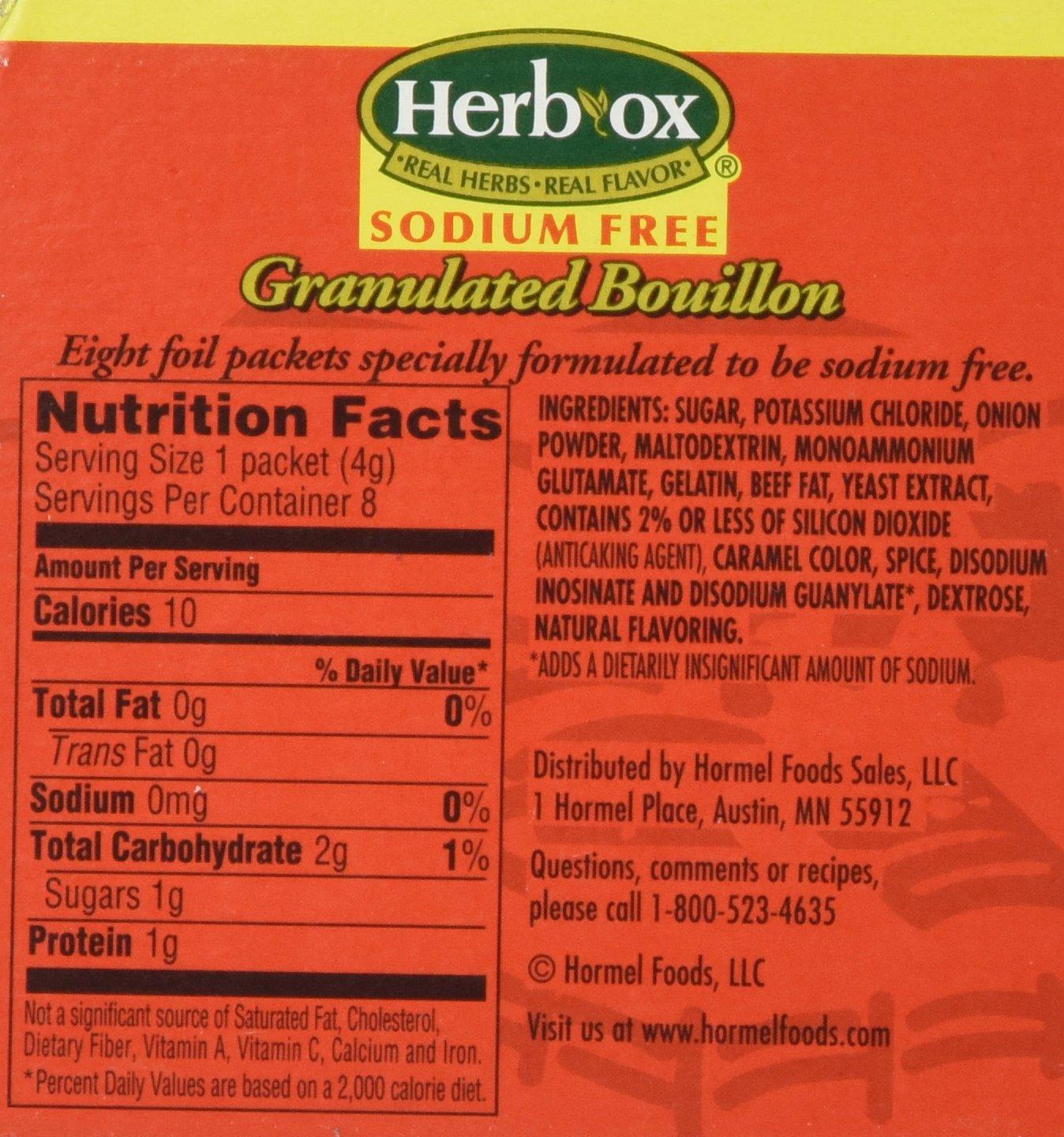 HerbOx Bouillon Packets Beef Instant Broth & Seasoning Sodium Free 1.1