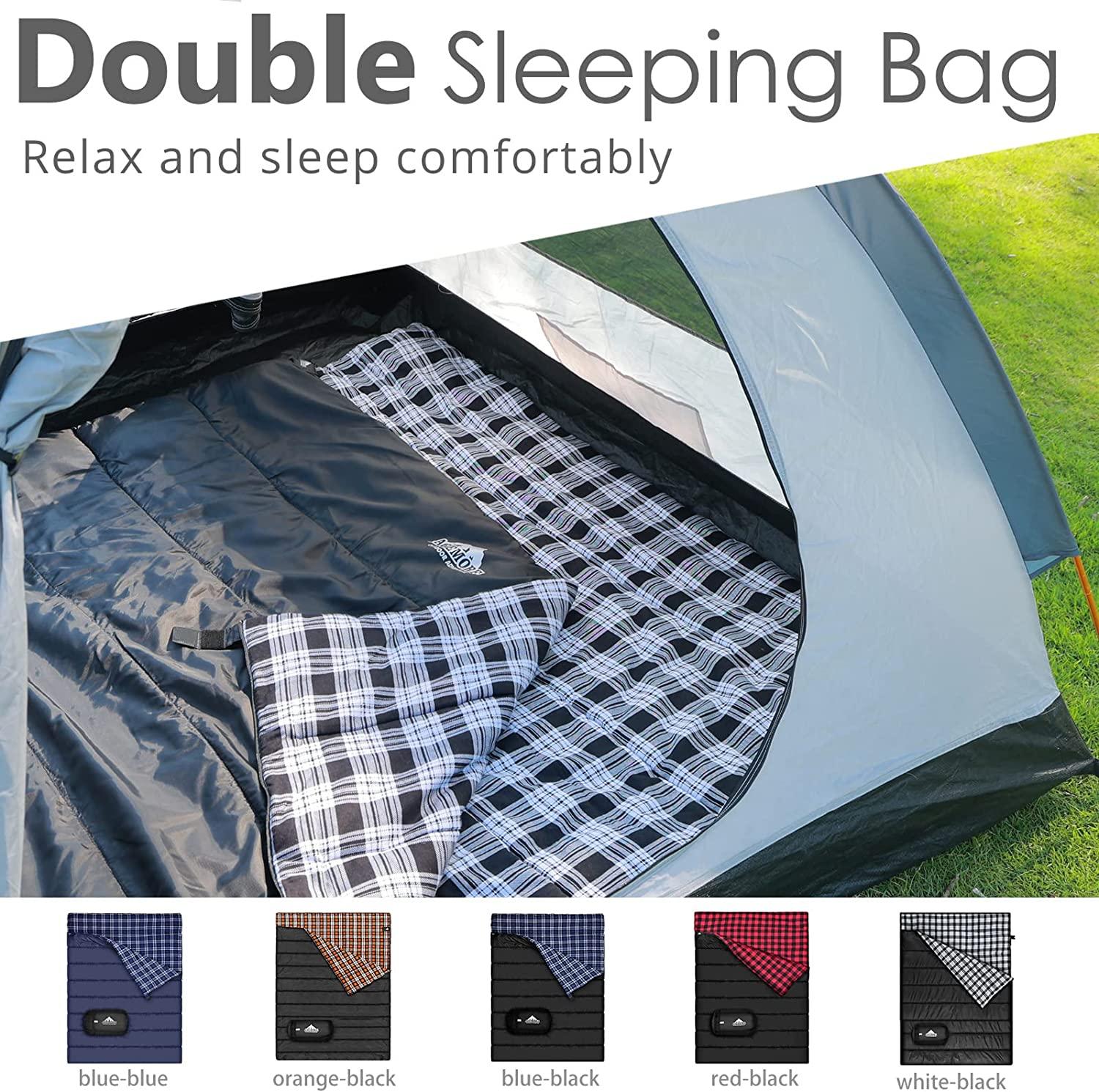 Agemore Cotton Flannel Double Sleeping Bag for Camping, Backpacking, Or  Hiking. Queen Size Person Waterproof Sleeping Bag for Adults Or Tee 並行輸入  テント