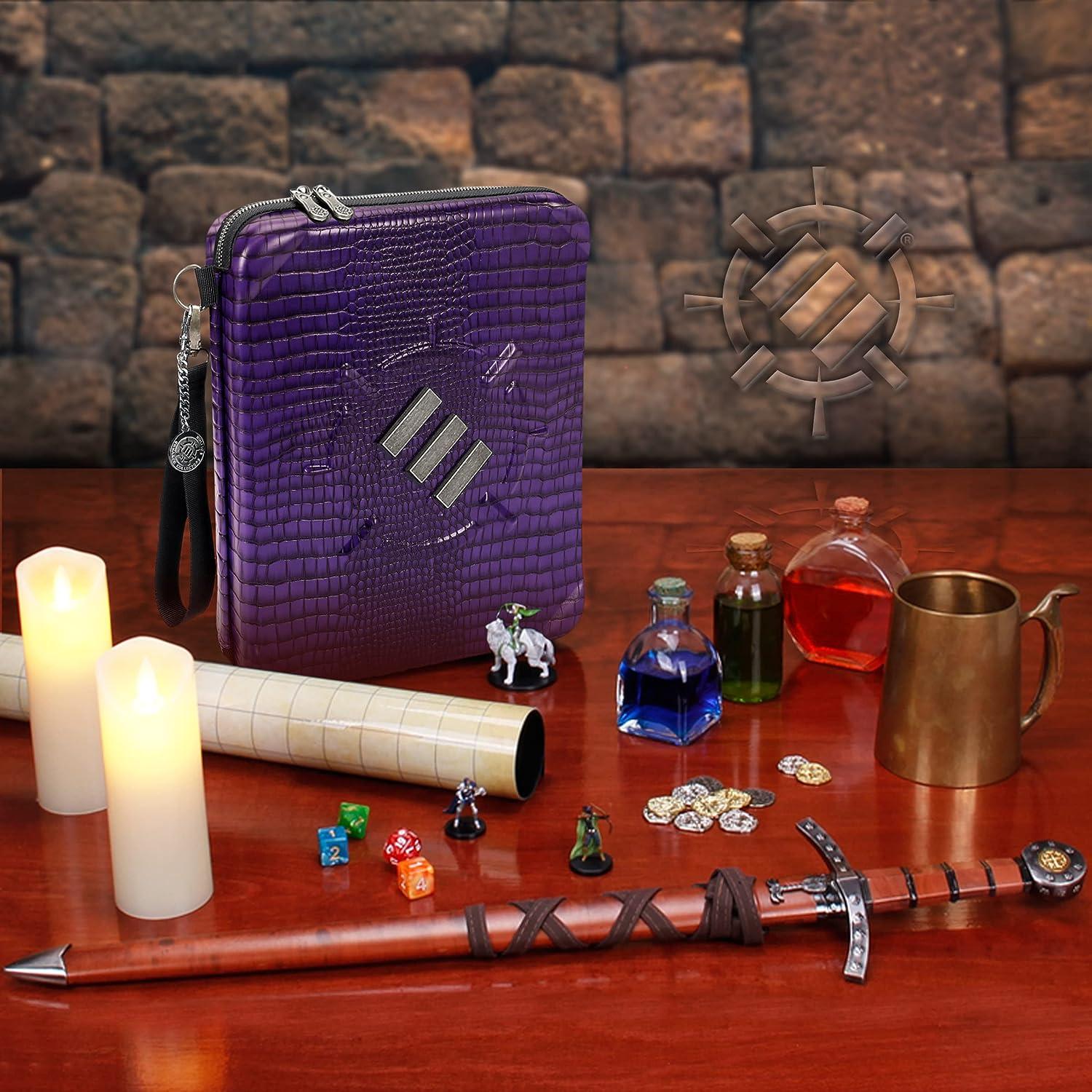 ENHANCE RPGオーガナイザーケース - DNDバインダー キャラクターシートホルダー内蔵 消せるスクリプトパネル サイコロ転がりエリア 取り外し可能なペンポーチ ミ : ENHANCE DnD Backpack - RPG DM Bag for Dungeons and