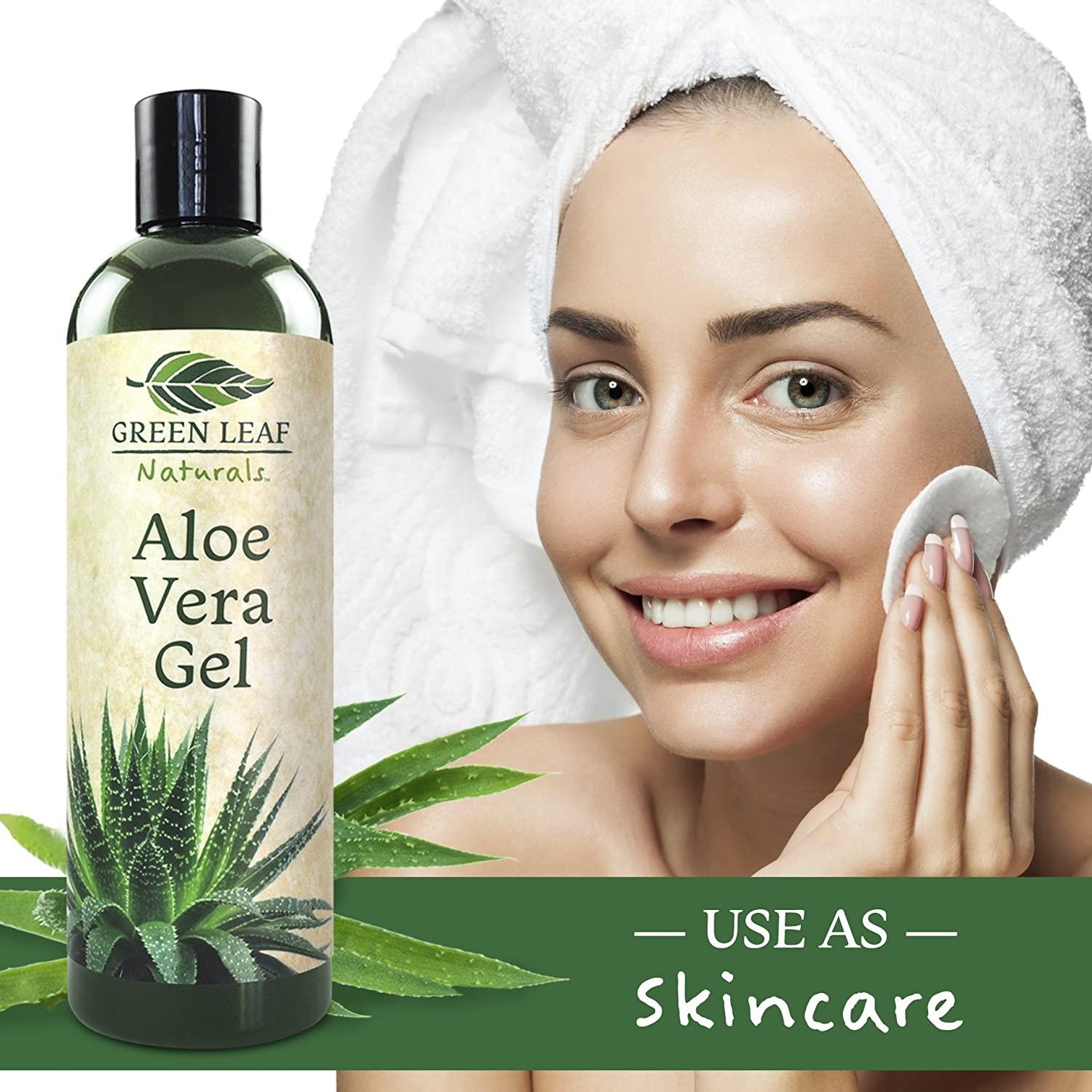 Green Leaf Naturals Organic Aloe Vera Gel - 100% Pure | Natural Skin Care  for Face, Hair & Sunburn Relief | Daily Moisturizer & Aftershave Lotion -  ...