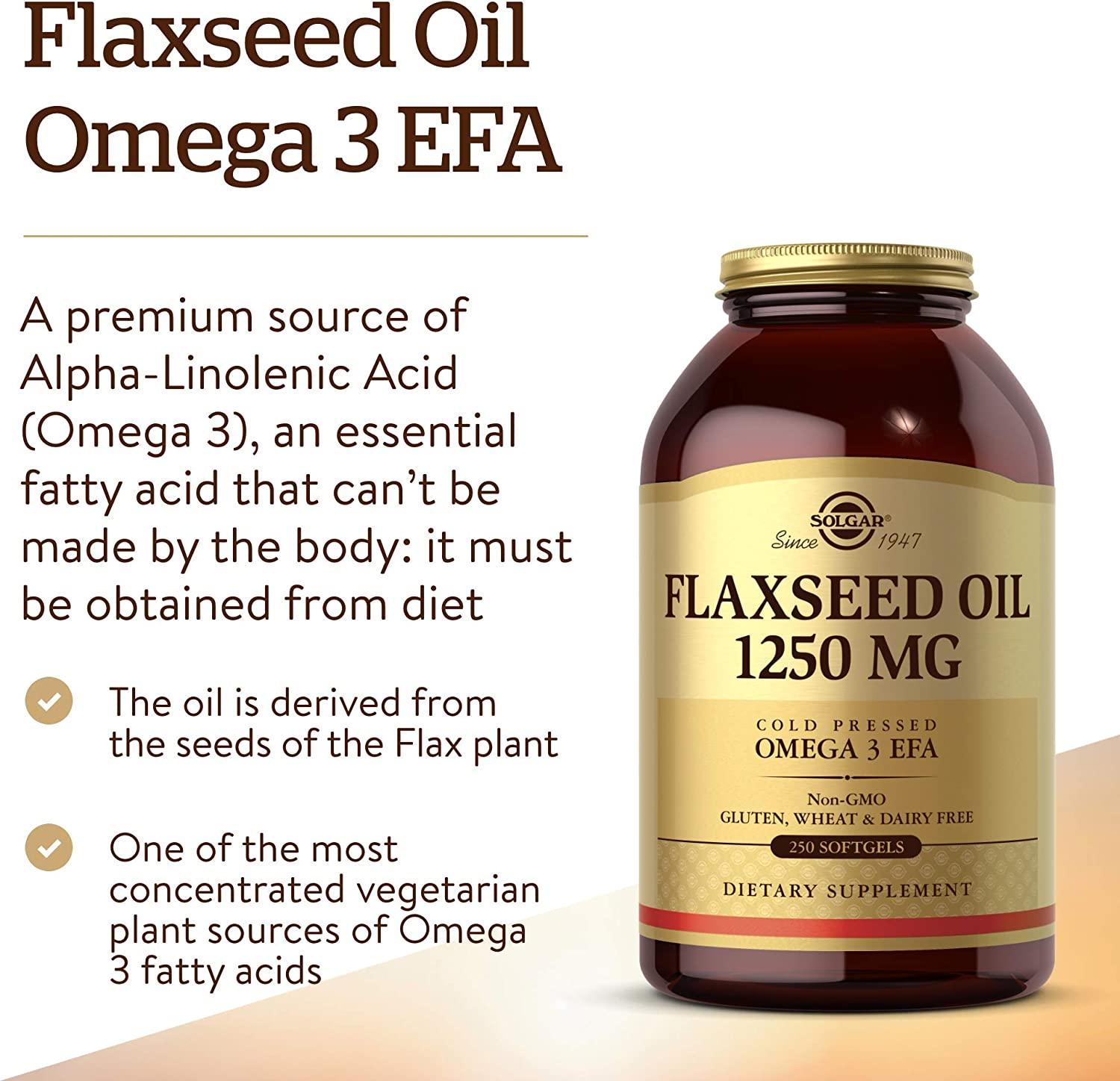 Solgar Flaxseed Oil 1250 mg 250 Softgels