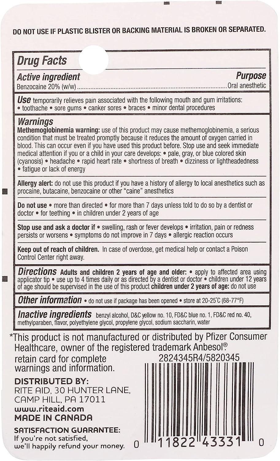 Rite Aid Maximum Strength Liquid Anesthetic Oral Pain Relief .5 fl oz