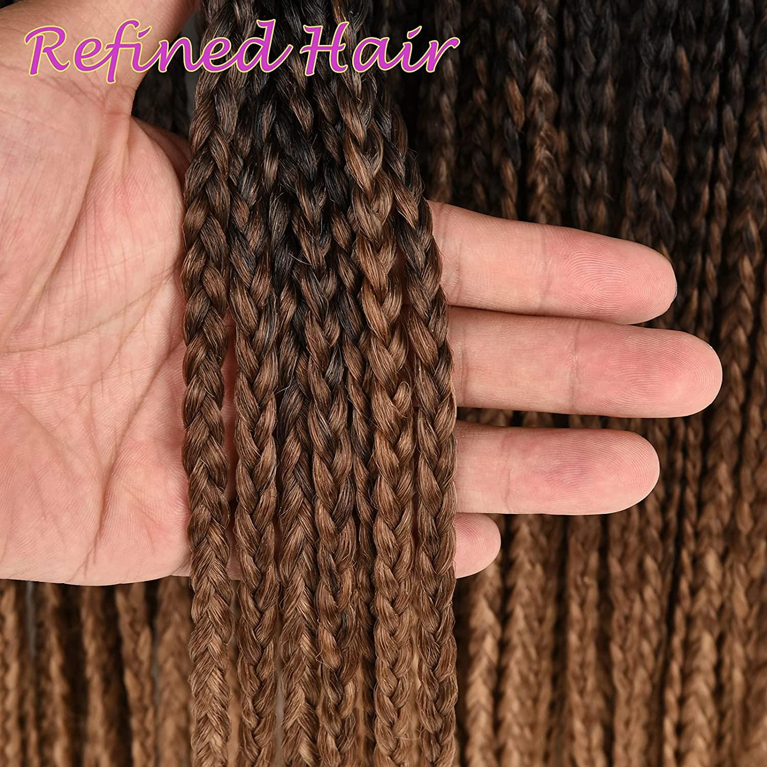 TOMO Hair Crochet Box Braids Black Dark Brown Light Brown Ombre Synthetic  Hand Made Braid Brading Hair Extensions Hand made Goddess Box Braids For  Woman 7Packs 22 Strands/pack (18inch, T1B/30/27) 18 Inch