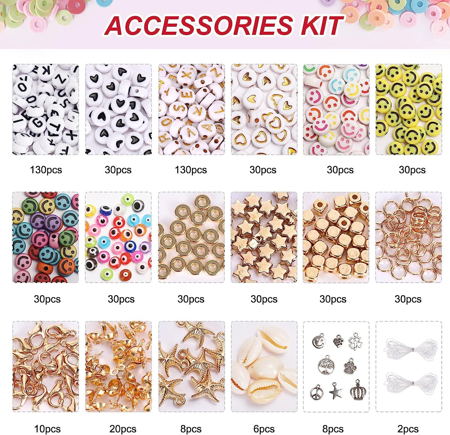 QUEFE 14420Pcs Clay Beads for Bracelet Making Kit, 56 Colors Spacer Heishi  Beads