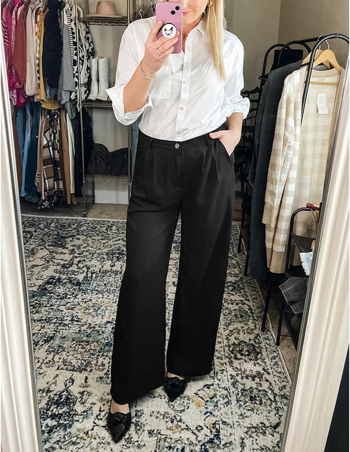 Womens High Waisted Wide Leg Dress Pants with Pockets Vetinee