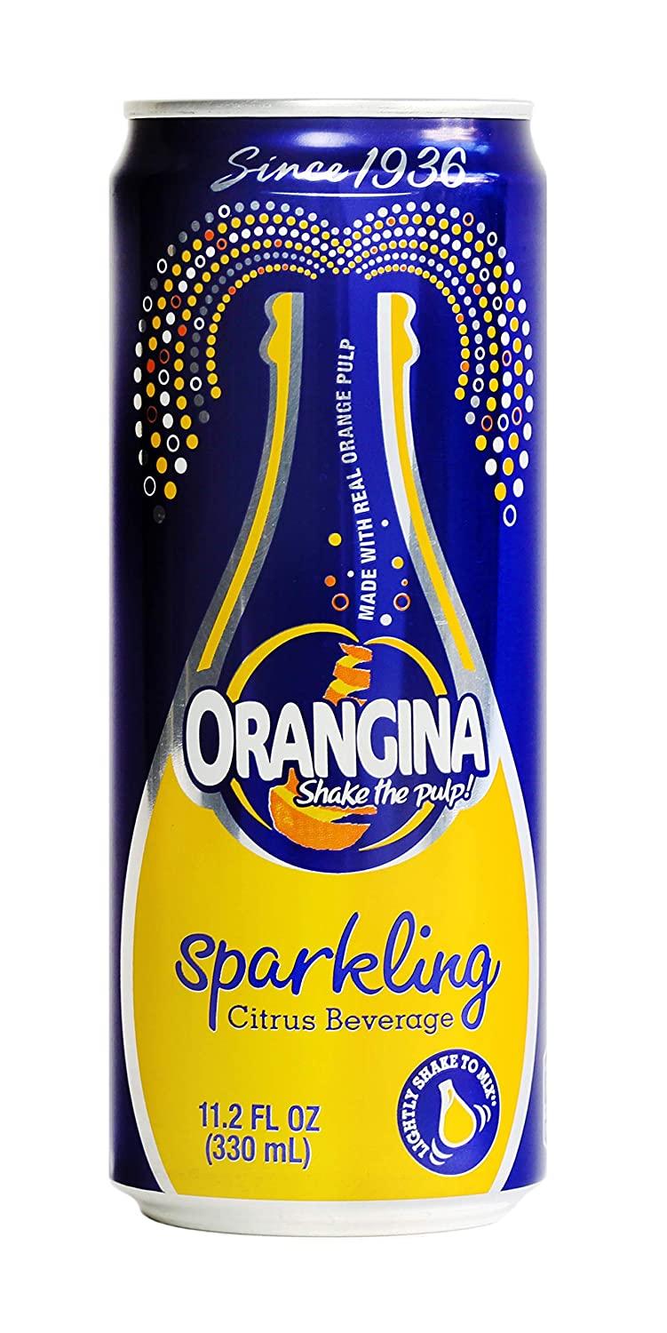 Orangina Citrus Sparkling Juice Beverage Original European Recipe Pack of 24 11.2 oz Can