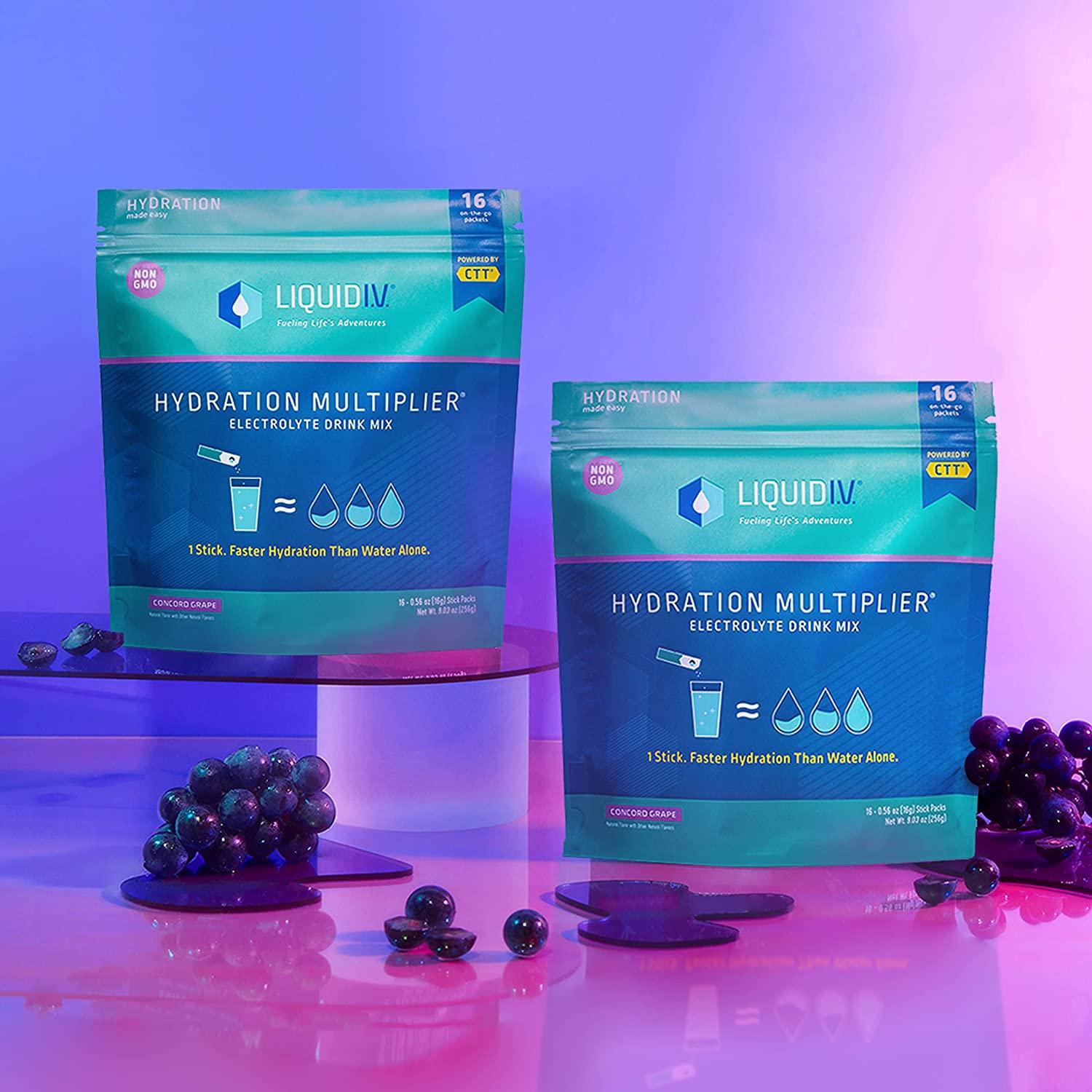 Liquid I.V. Hydration Multiplier - Concord Grape - Hydration Powder Packets, Electrolyte Drink Mix, Easy Open Single-Serving Stick, Non-GMO