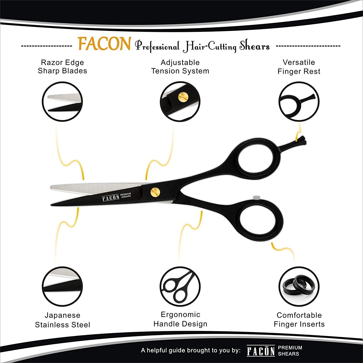 Facn Professional Razor Edge Barber Hair Cutting Scissors Japanese Stainless Steel 6.5 Inch